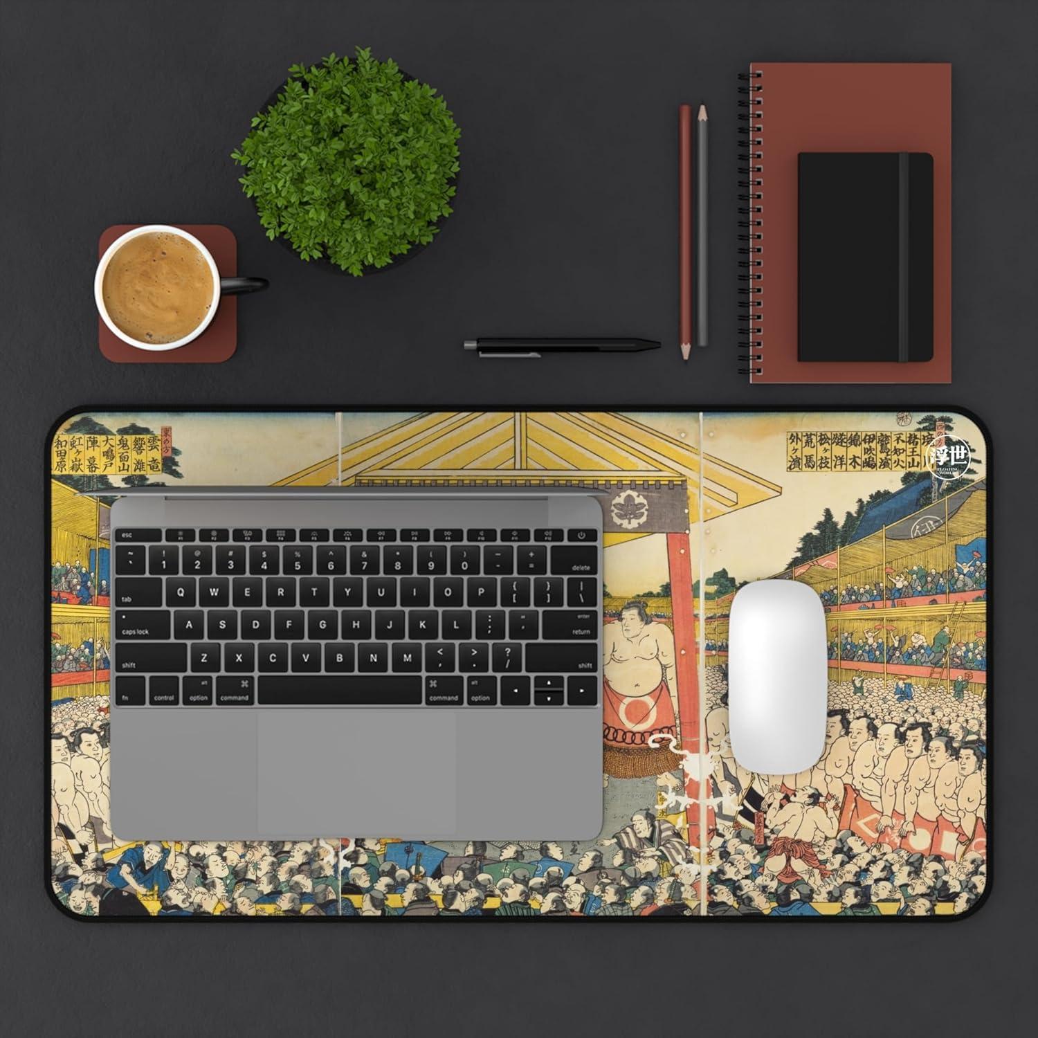 Tapete de Ratón Utagawa Yoshiiku Sumo 30.48x55.88 cm