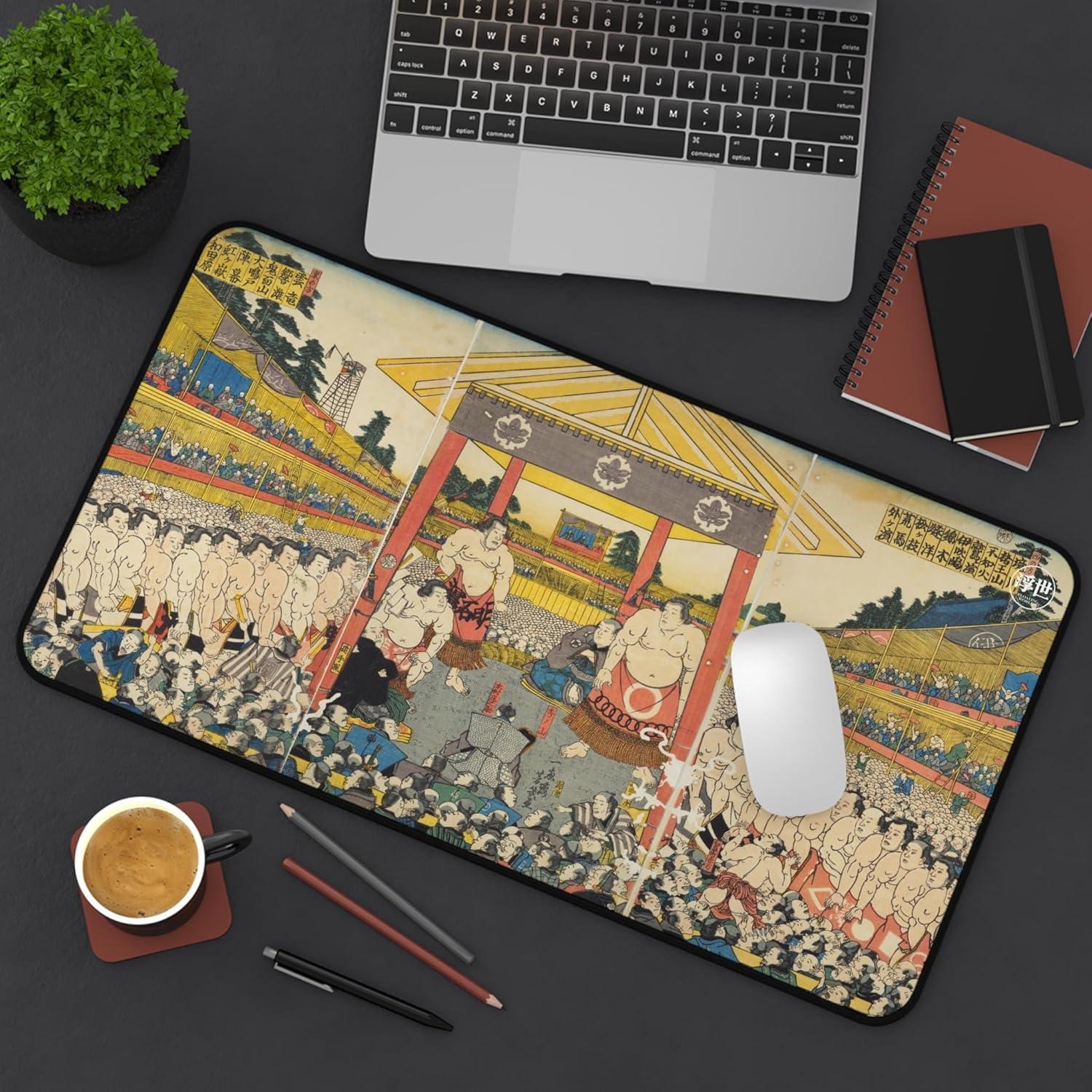 Tapete de Ratón Utagawa Yoshiiku Sumo 30.48x55.88 cm