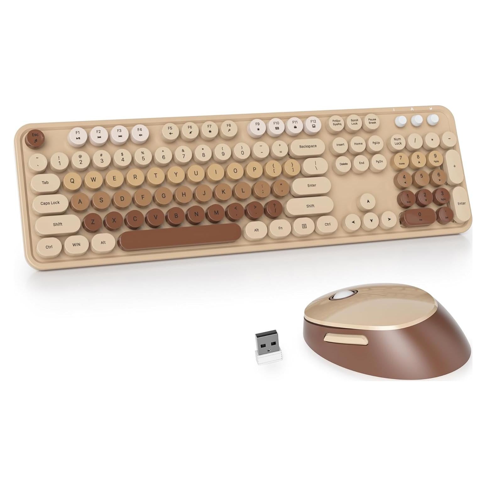 Teclado y Ratón Inalámbricos GTSP Retro 2.4GHz 104 Teclas