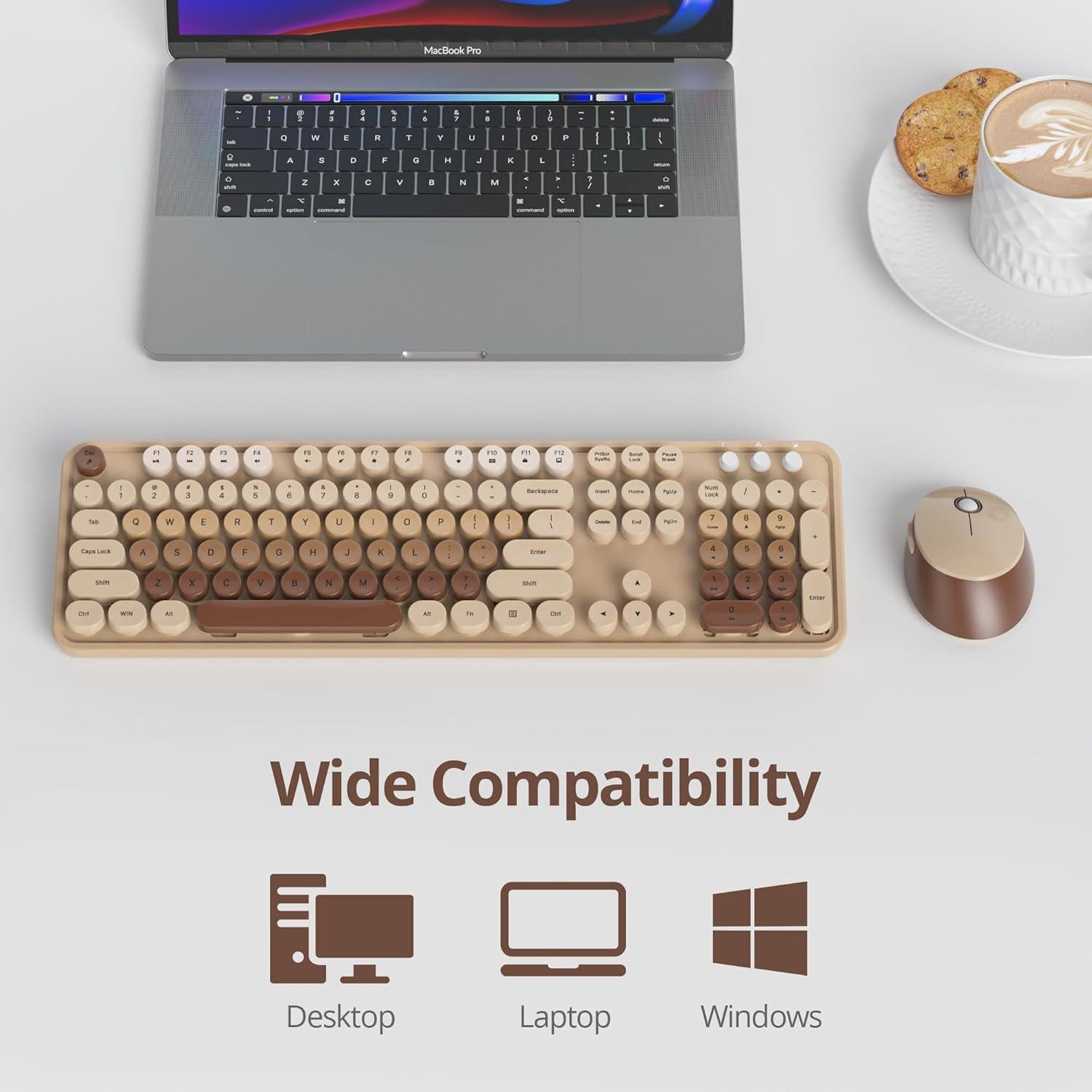 Teclado y Ratón Inalámbricos GTSP Retro 2.4GHz 104 Teclas