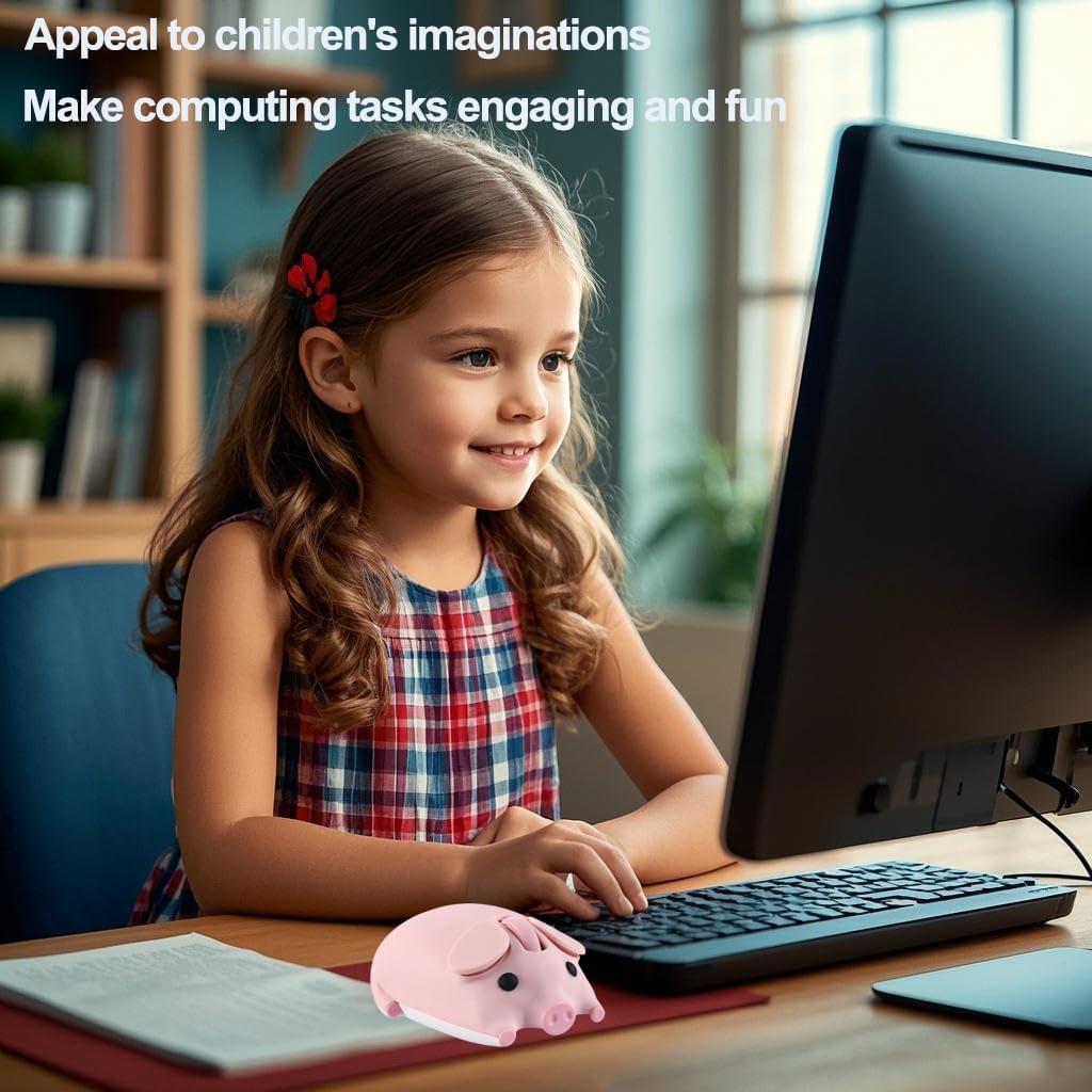 Ratón Inalámbrico Rosa Kawaii TECCOEUS Compacto Silencioso