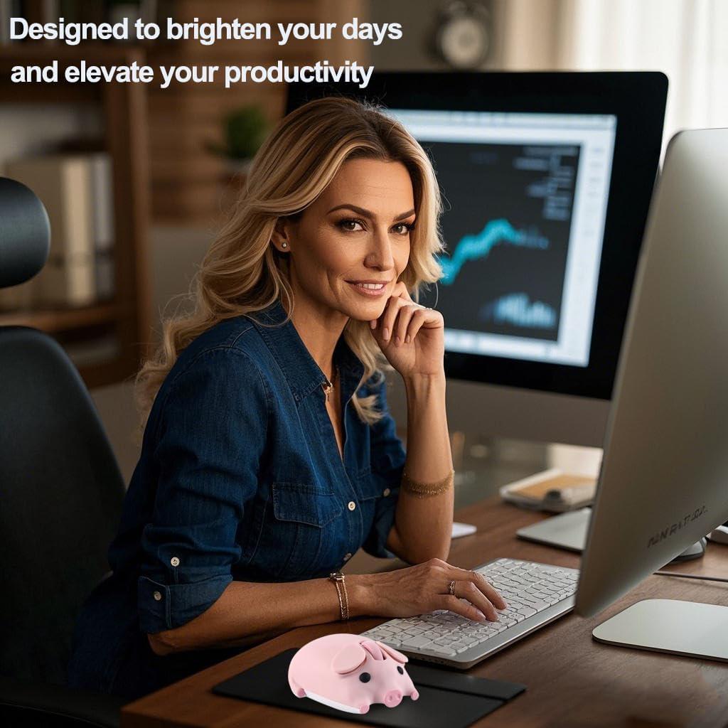 Ratón Inalámbrico Rosa Kawaii TECCOEUS Compacto Silencioso