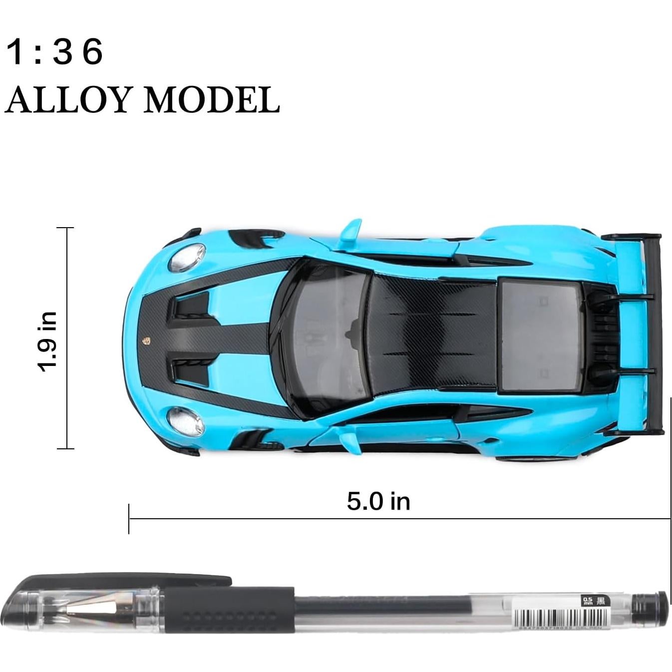 Modelo de coche de fundición Porsche 911 GT3 RS 1:36 retroceso