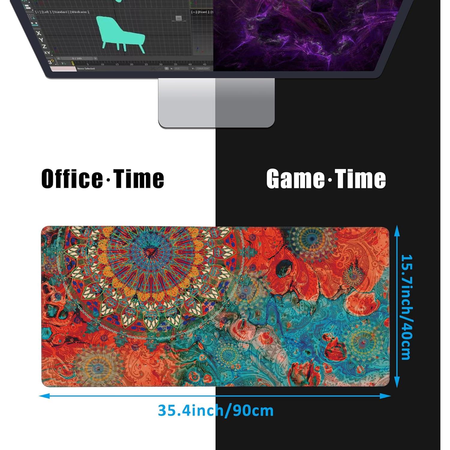 Alfombrilla de Ratón Grande EOBKLAX Mandala Vintage 90x40cm