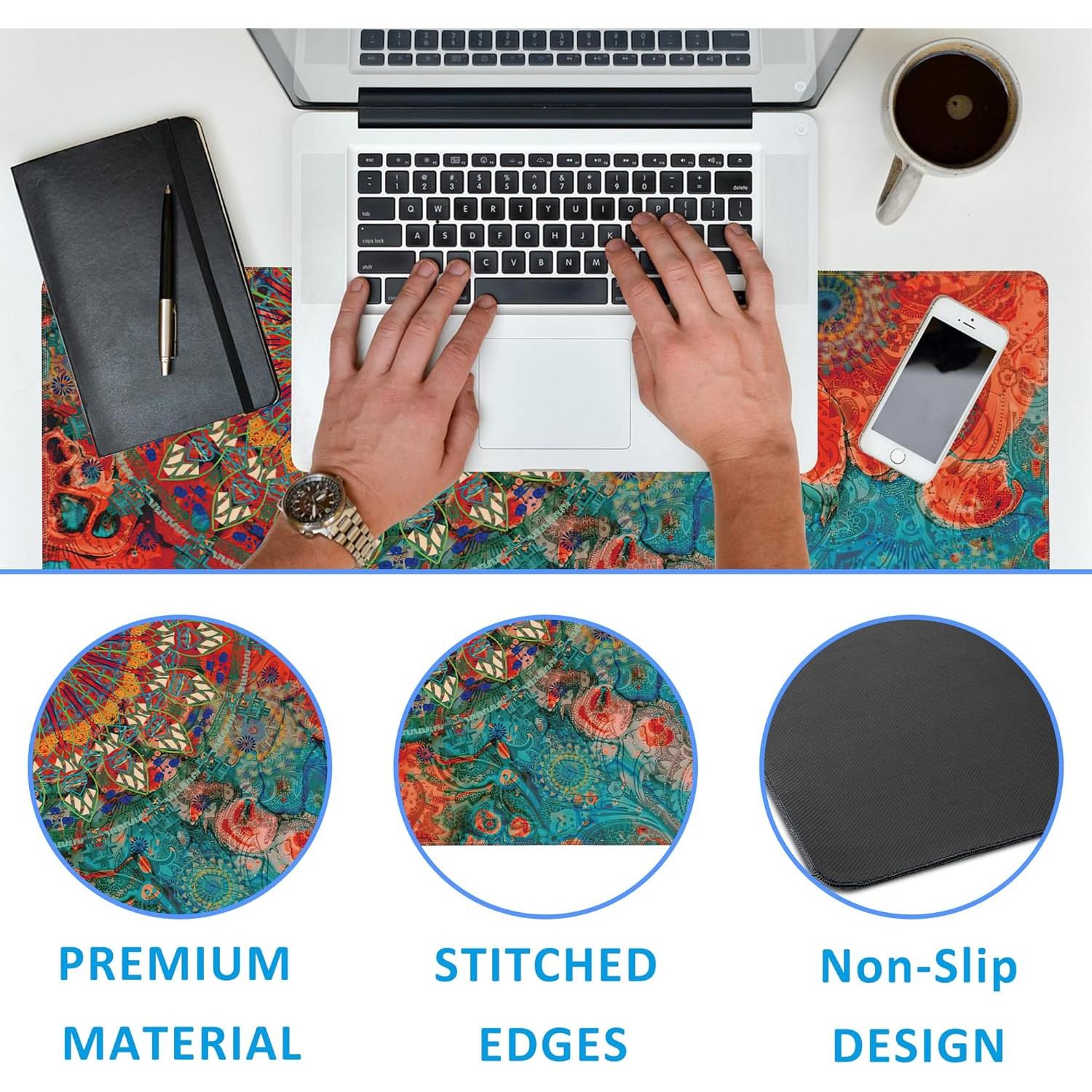 Alfombrilla de Ratón Grande EOBKLAX Mandala Vintage 90x40cm