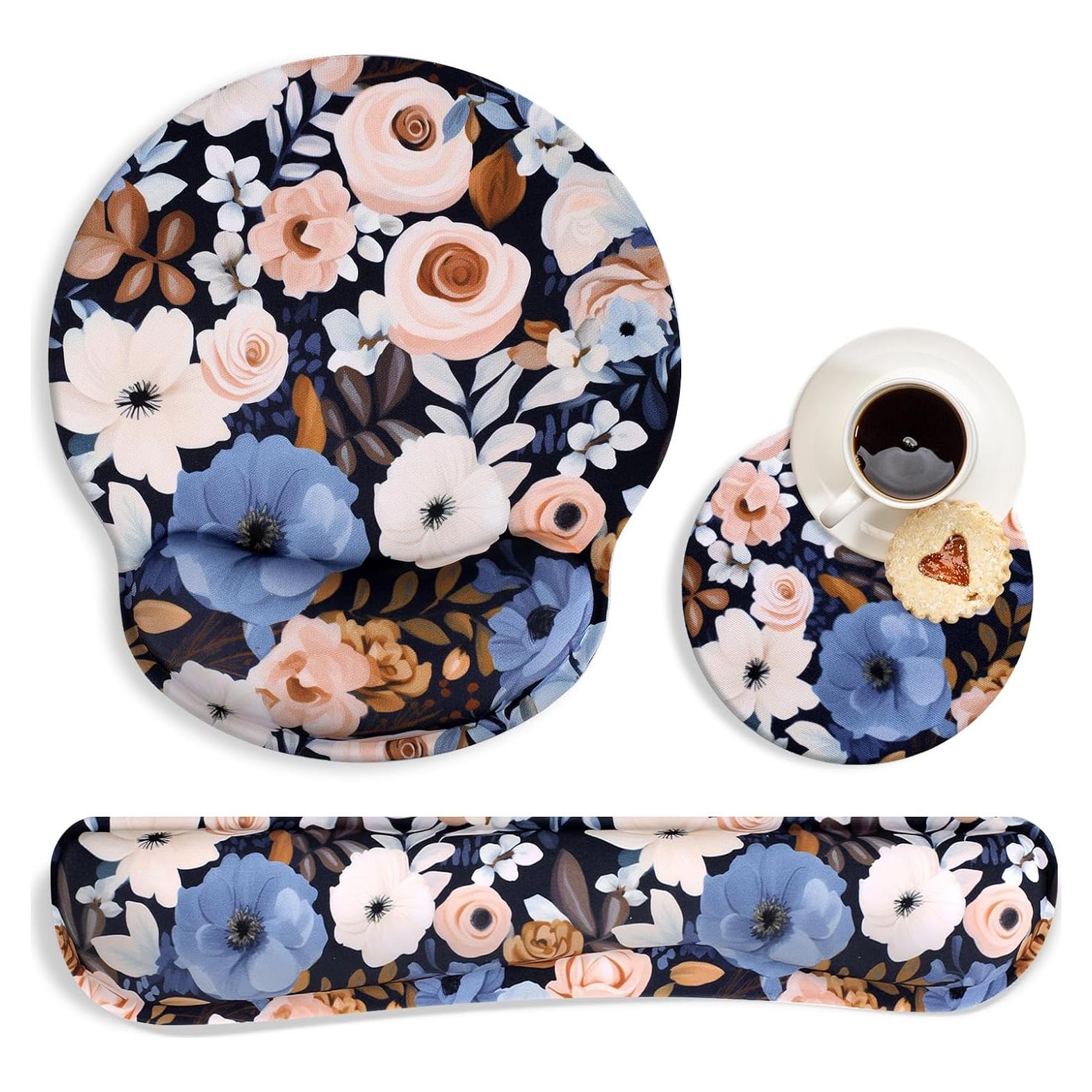 Alfombrilla de Ratón Ergonómica Floral MOLKM001 con Reposamuñecas