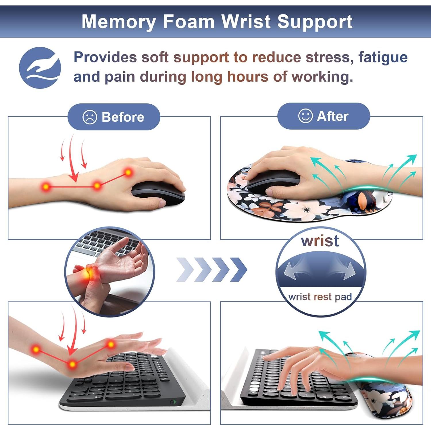 Alfombrilla de Ratón Ergonómica Floral MOLKM001 con Reposamuñecas