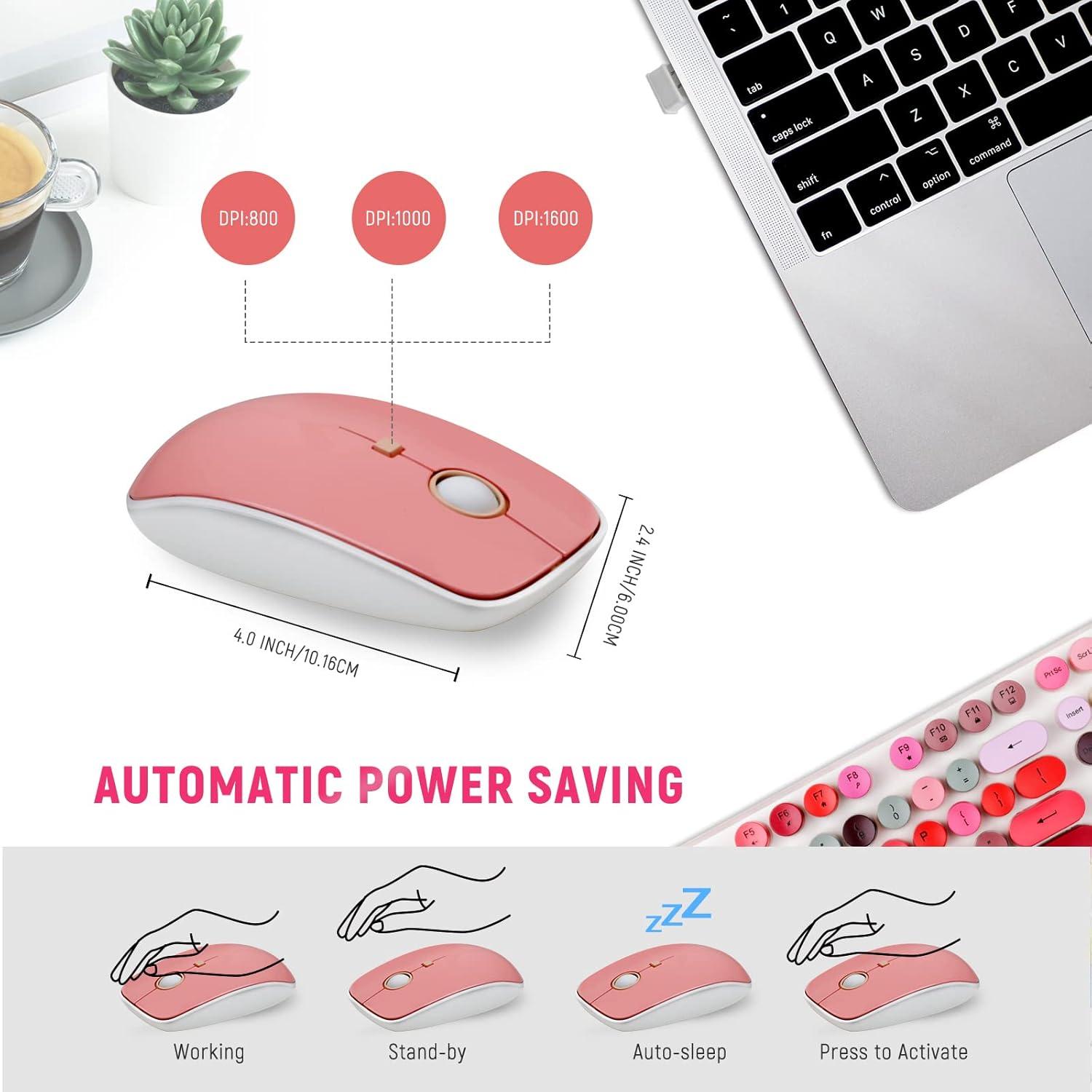 Combo Teclado y Ratón Inalámbrico Euphoricca Blanco Retro