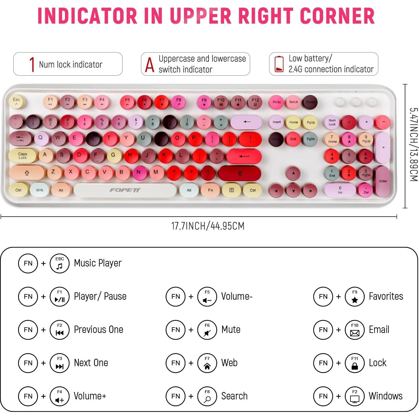 Combo Teclado y Ratón Inalámbrico Euphoricca Blanco Retro