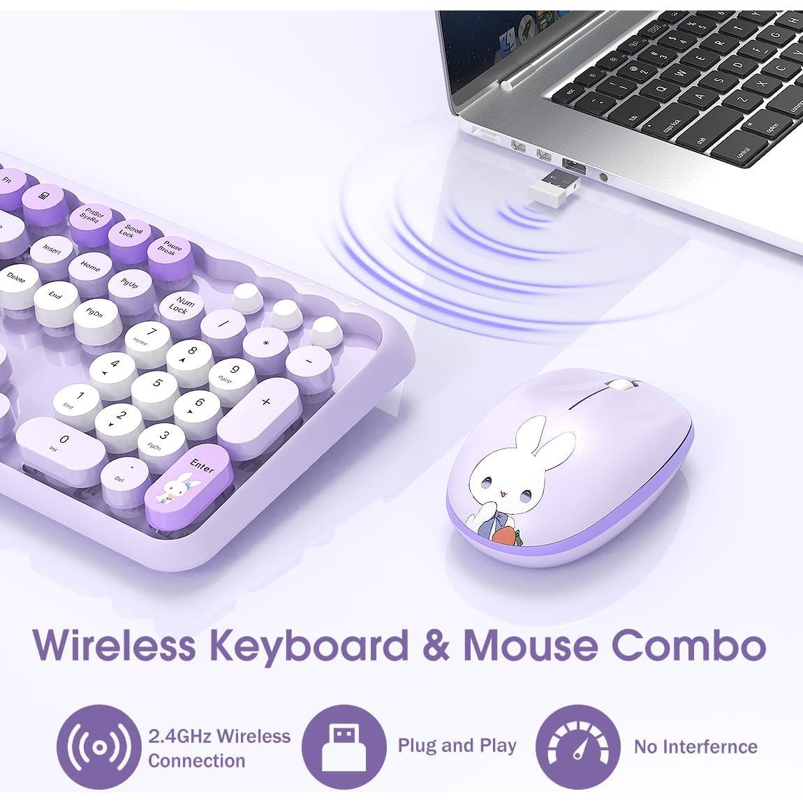Combo Teclado y Ratón Inalámbricos ONITOON G60 Morado Retro