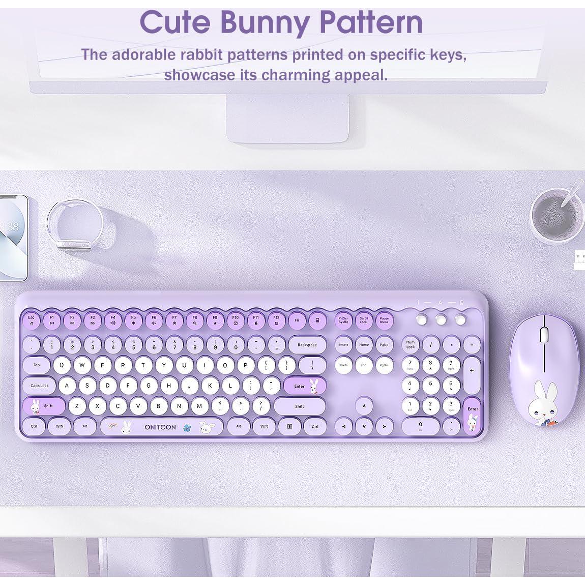 Combo Teclado y Ratón Inalámbricos ONITOON G60 Morado Retro