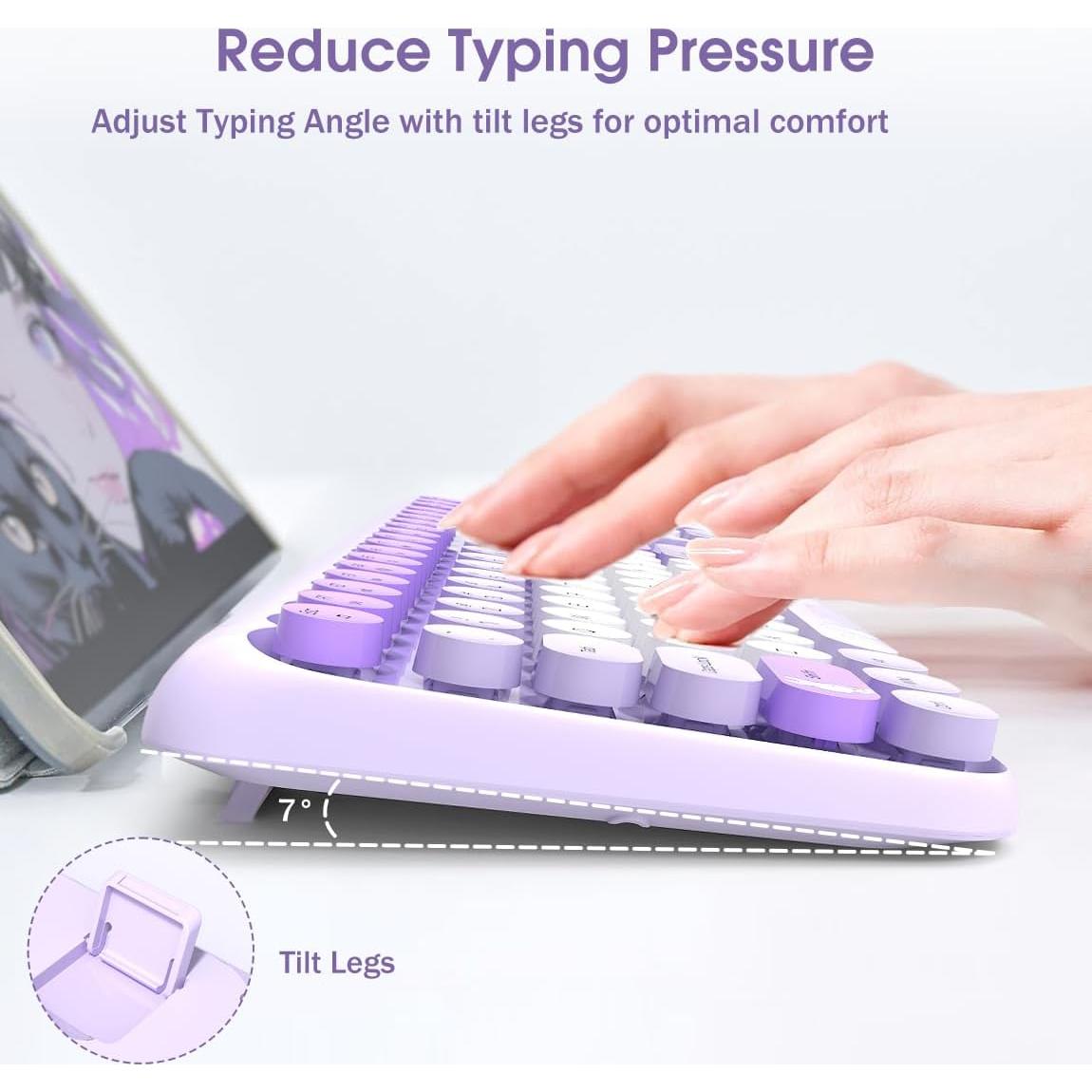 Combo Teclado y Ratón Inalámbricos ONITOON G60 Morado Retro