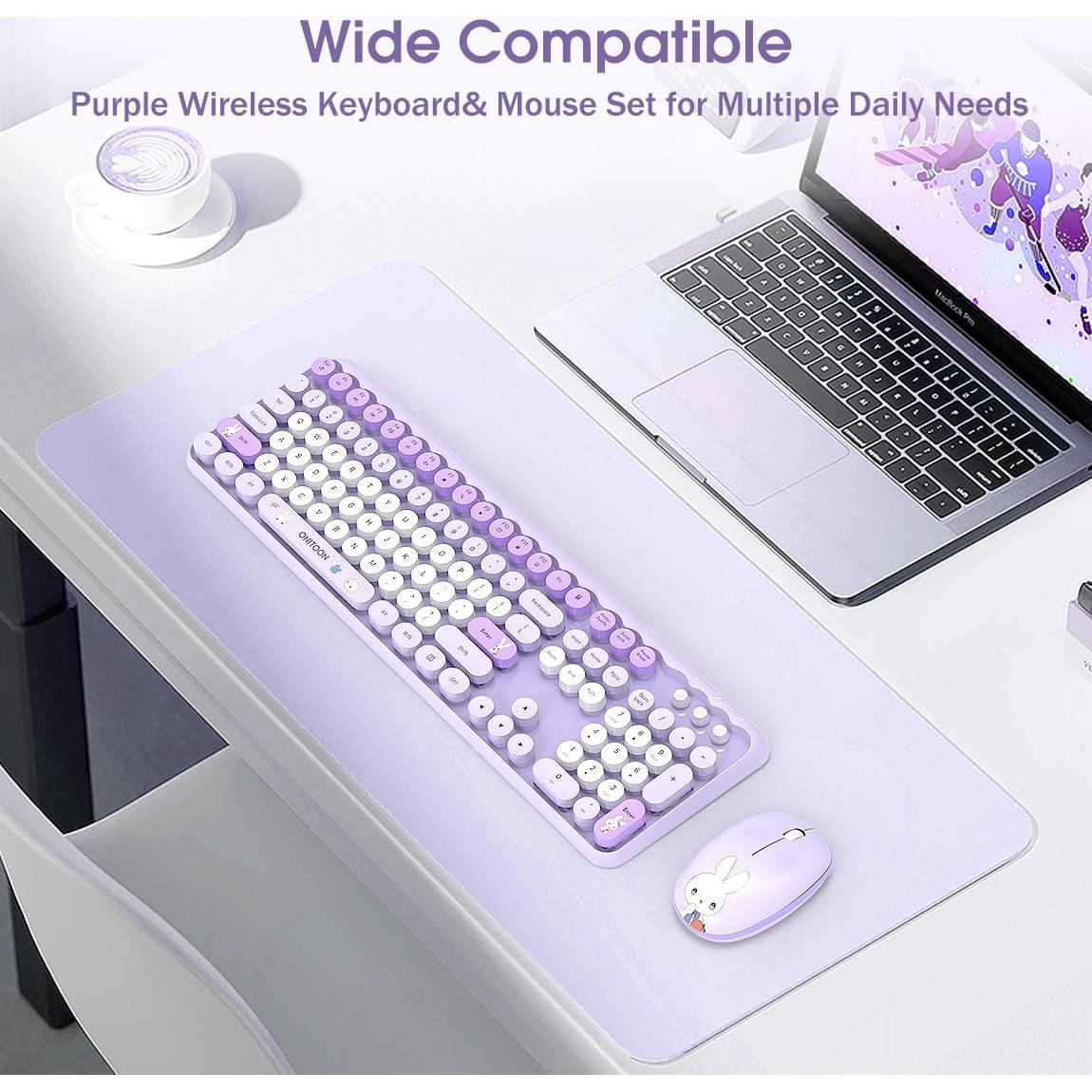 Combo Teclado y Ratón Inalámbricos ONITOON G60 Morado Retro