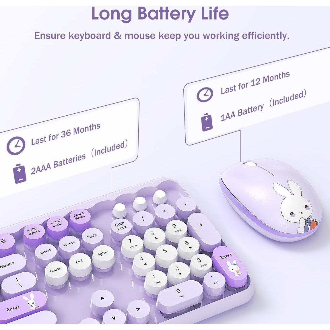 Combo Teclado y Ratón Inalámbricos ONITOON G60 Morado Retro