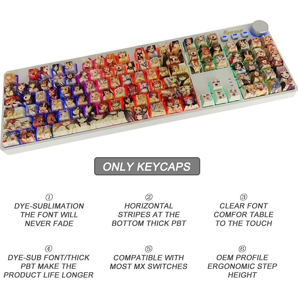 Juego de Teclas PBT 108 Hokeyio Cristalinas para Teclado Mecánico