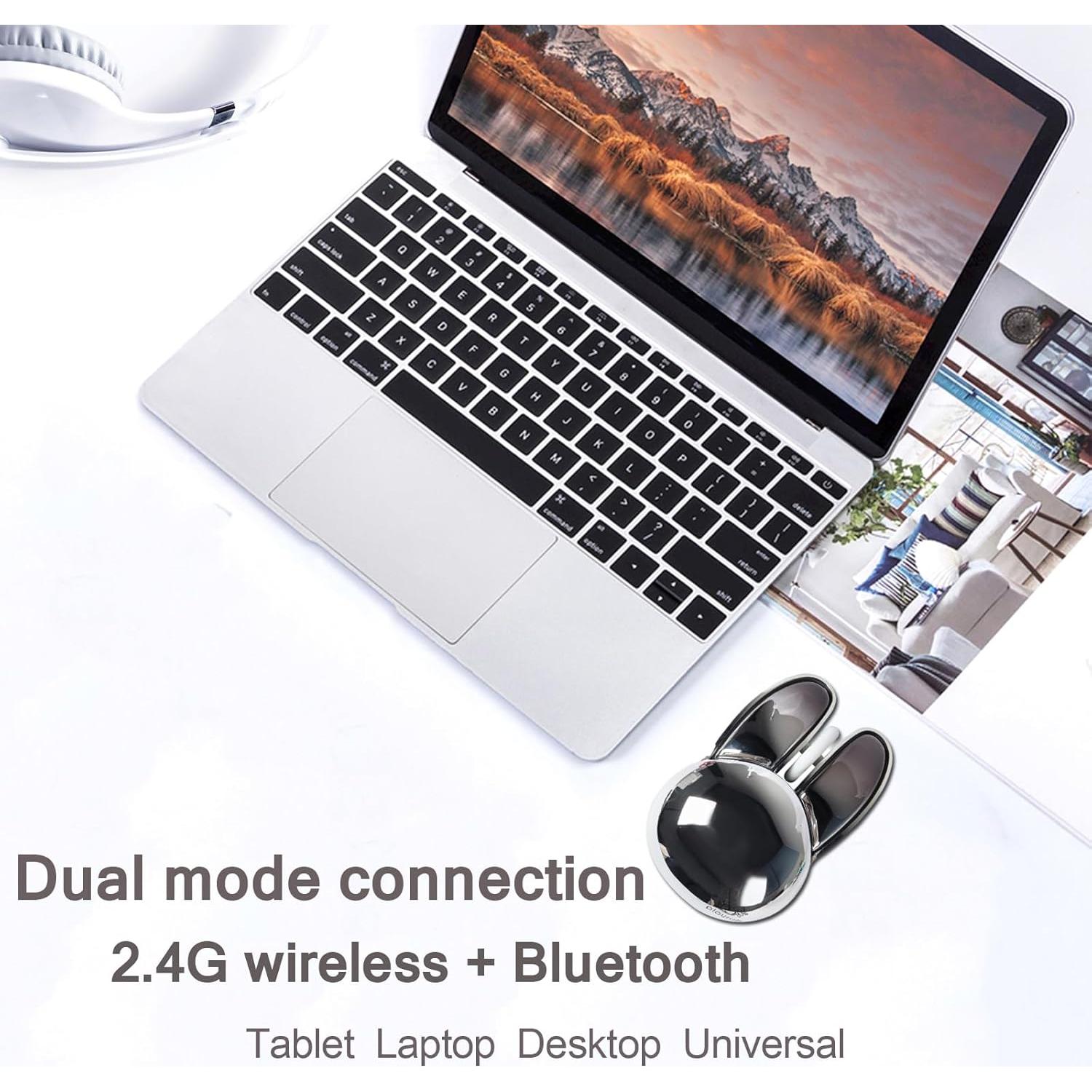 Ratón Inalámbrico GUGUELEC Conejito Plata Bluetooth Silencioso