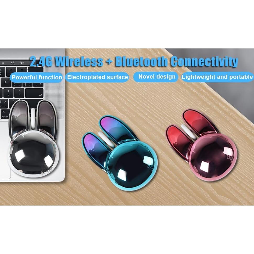 Ratón Inalámbrico GUGUELEC Conejito Plata Bluetooth Silencioso