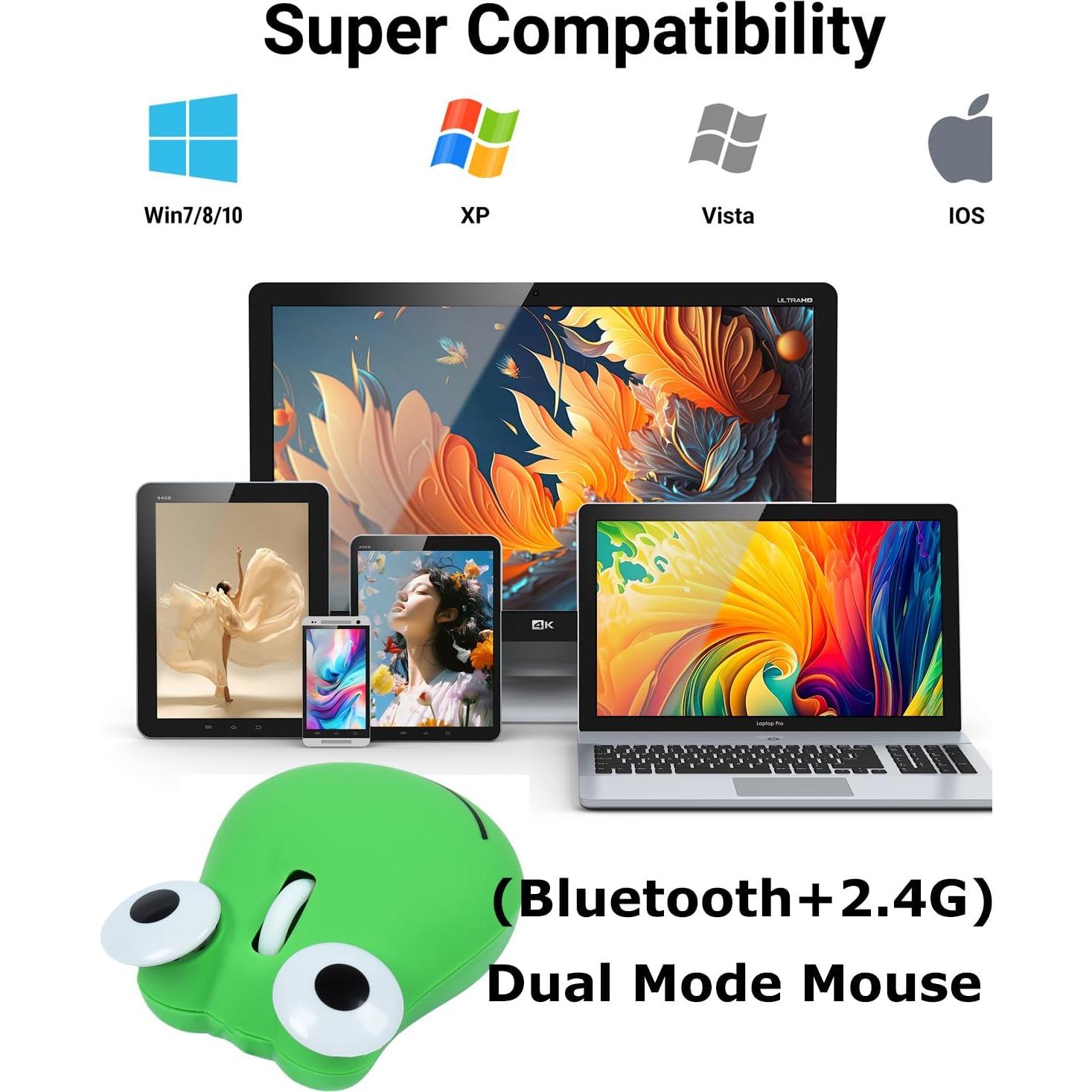 Ratón Inalámbrico Ergonómico Rana Bonito USB/Bluetooth