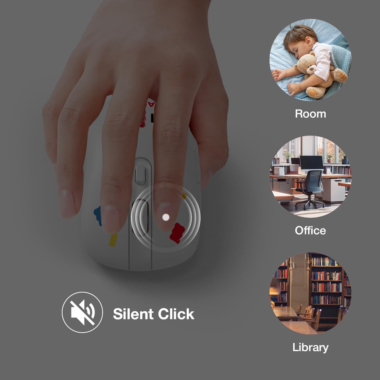 Ratón Inalámbrico Haribo PTWM-02, Bluetooth 5.0, DPI Ajustable