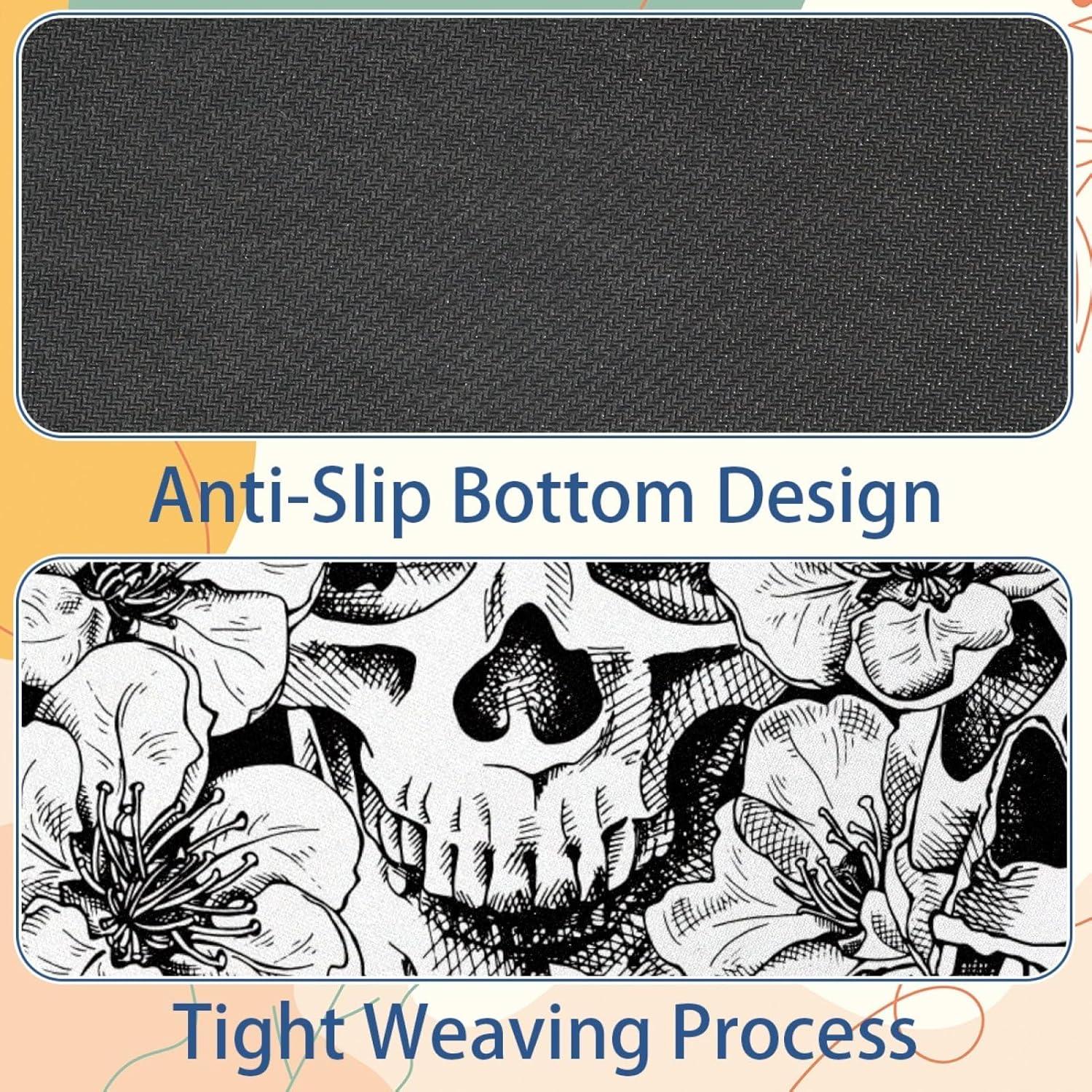 Alfombrilla de Ratón CDGIRUOWUNV Vintage Calavera Flores 25x21cm