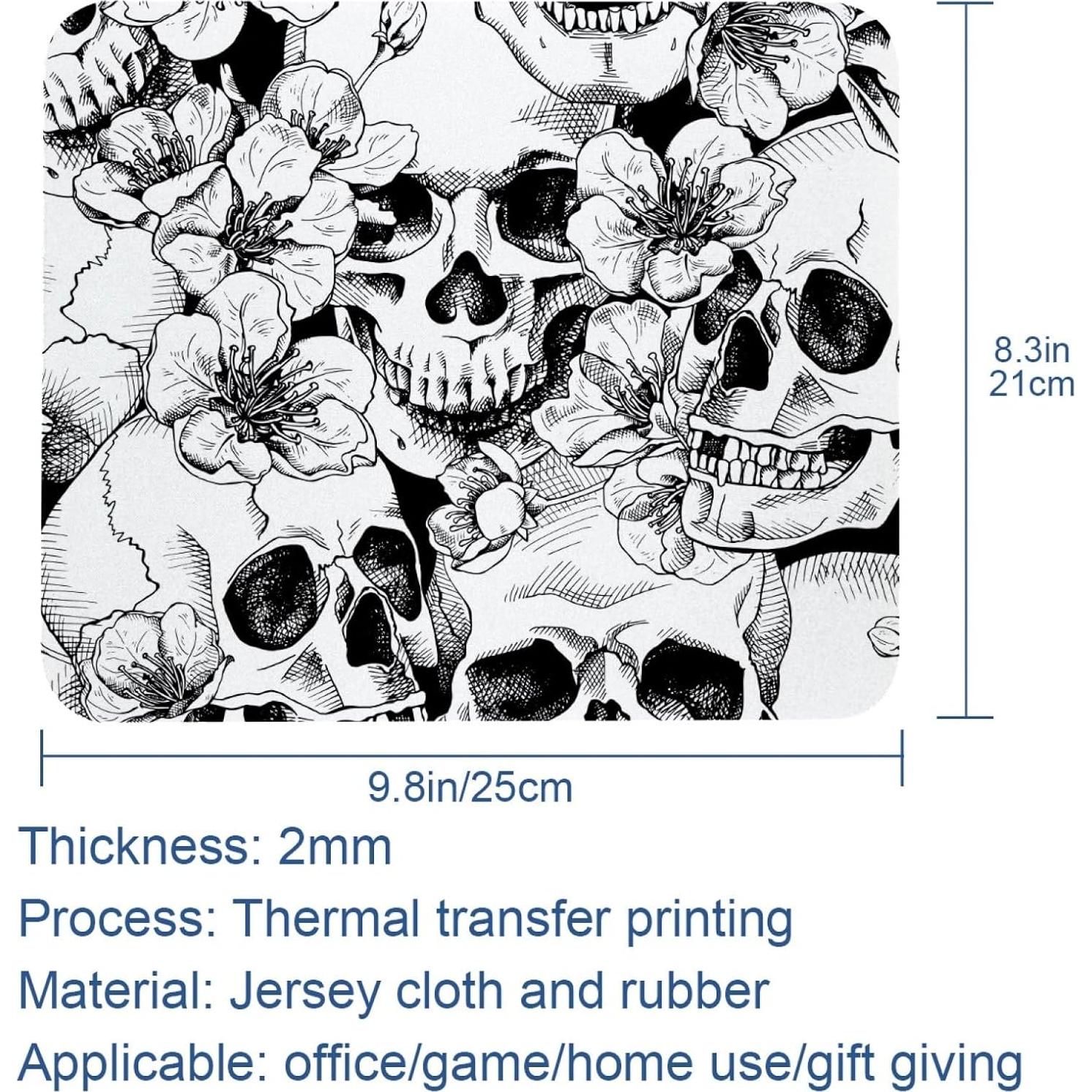 Alfombrilla de Ratón CDGIRUOWUNV Vintage Calavera Flores 25x21cm