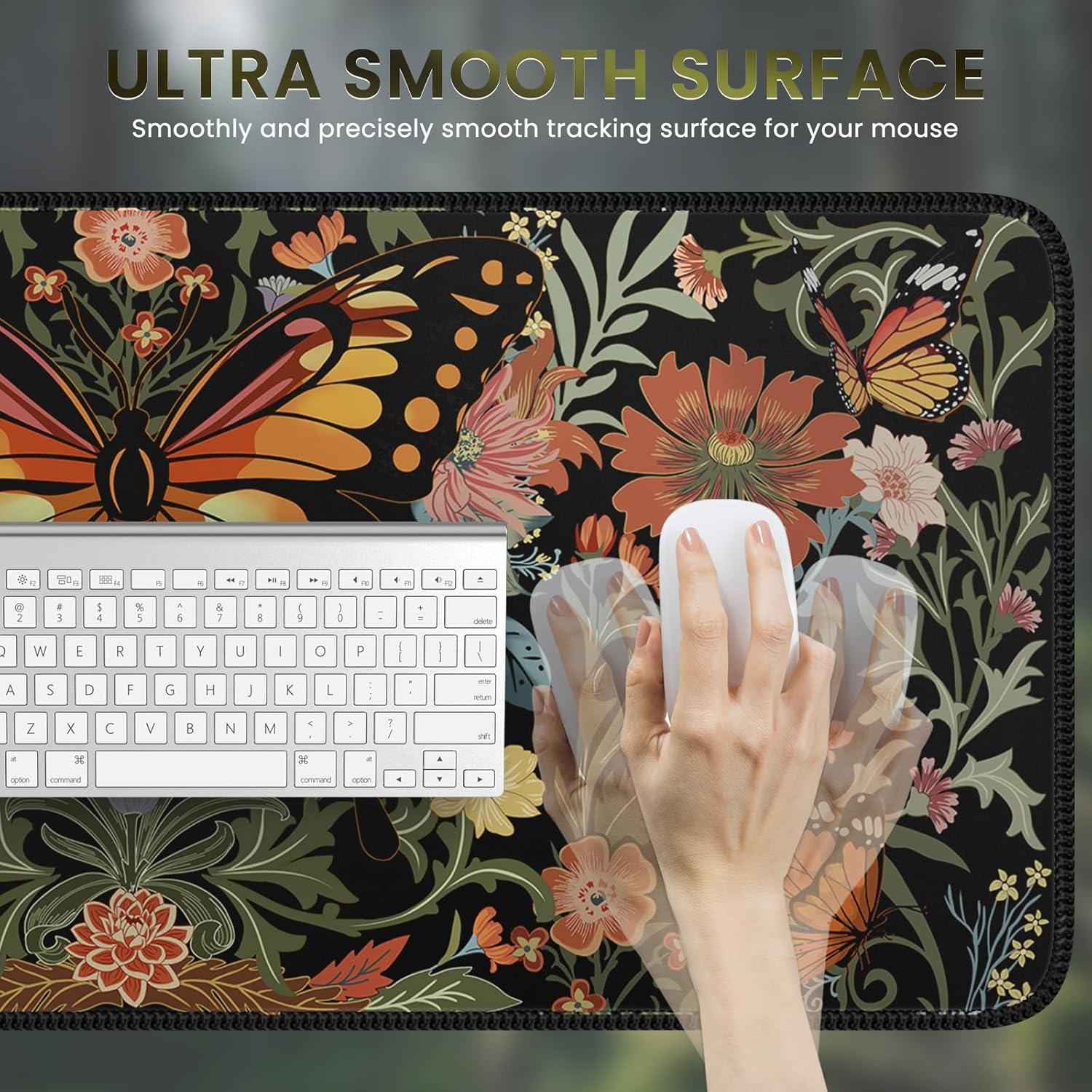 Almohadilla de Ratón Extendida iLeadon 90x40cm Floral Mariposa