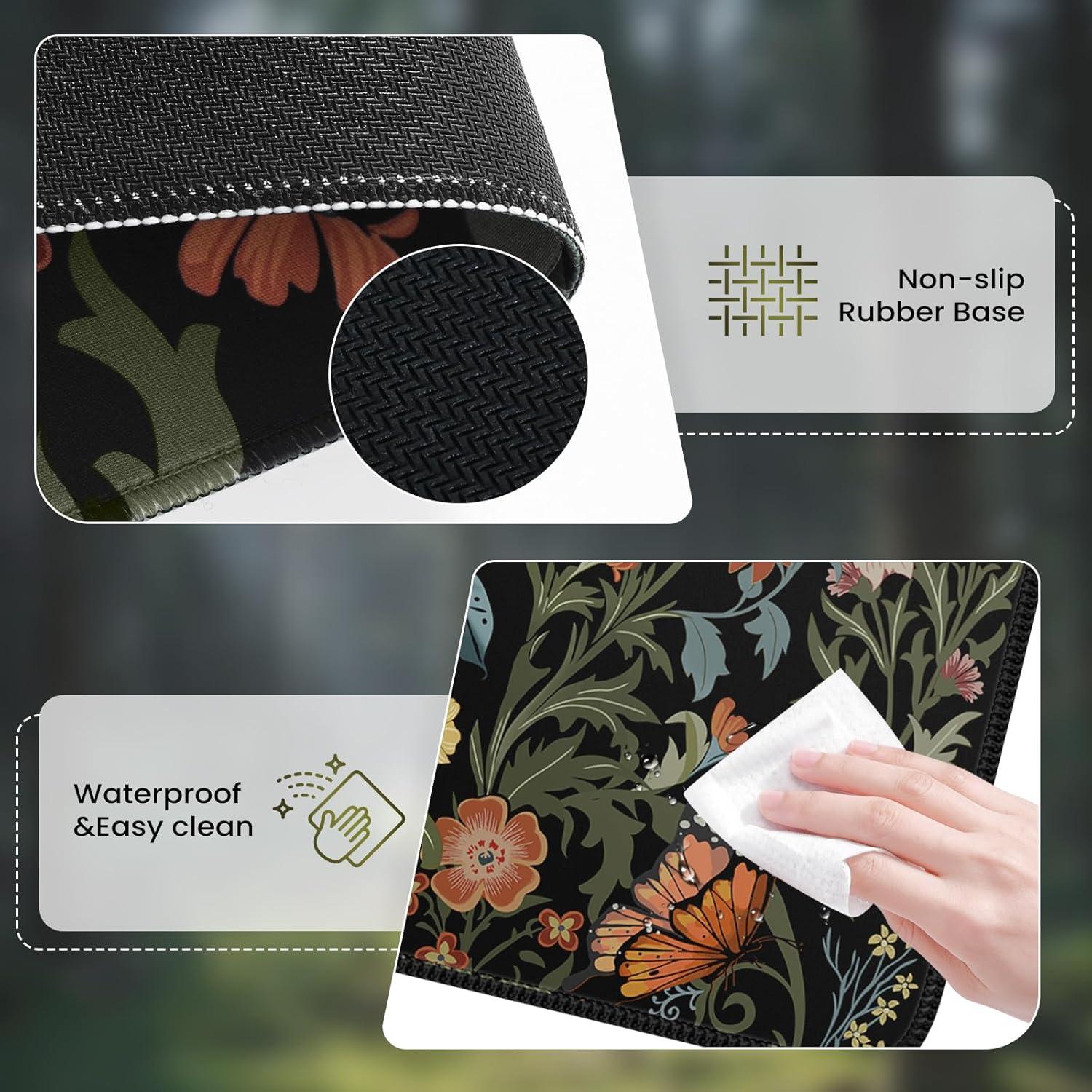 Almohadilla de Ratón Extendida iLeadon 90x40cm Floral Mariposa