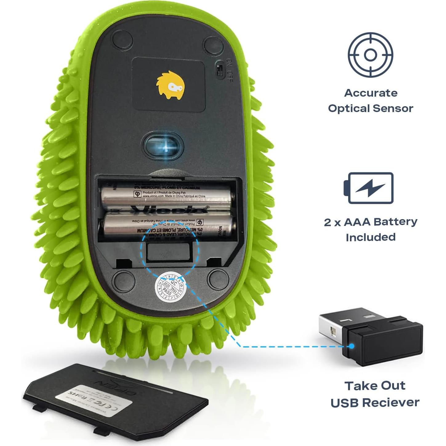 Ratón Inalámbrico Hoglet HedgeHog Health Verde - Fidget para Enfoque