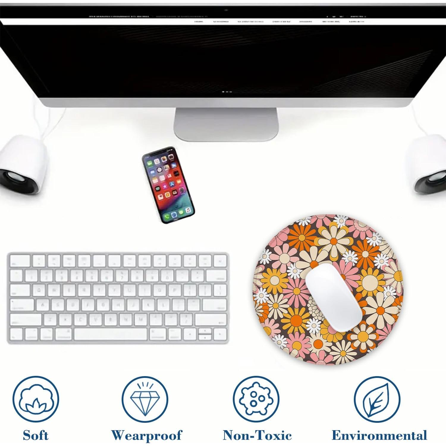 Alfombrilla de Ratón Ghatobty Redonda 20.32 cm Flores Psicodélicas