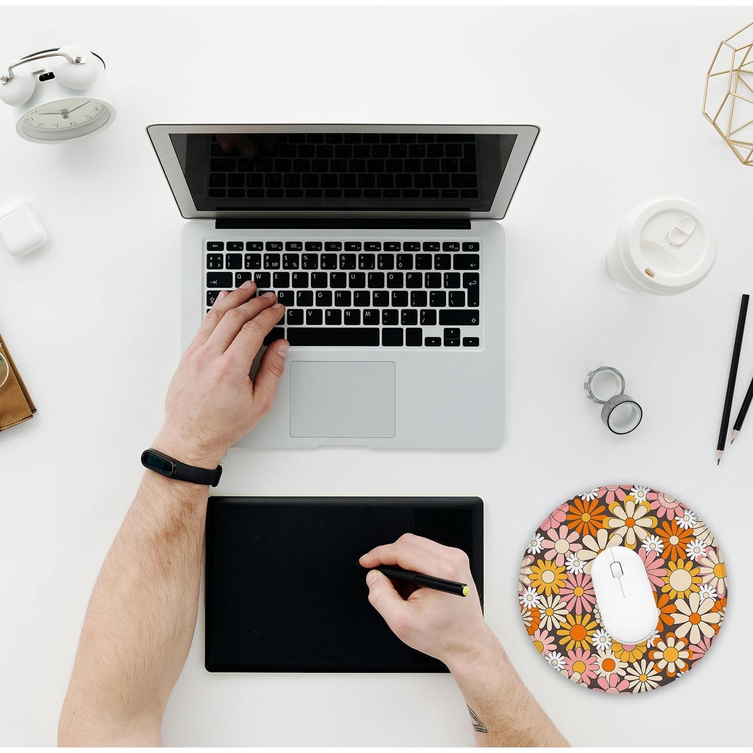 Alfombrilla de Ratón Ghatobty Redonda 20.32 cm Flores Psicodélicas