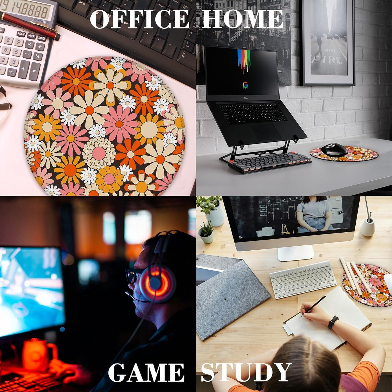 Alfombrilla de Ratón Ghatobty Redonda 20.32 cm Flores Psicodélicas