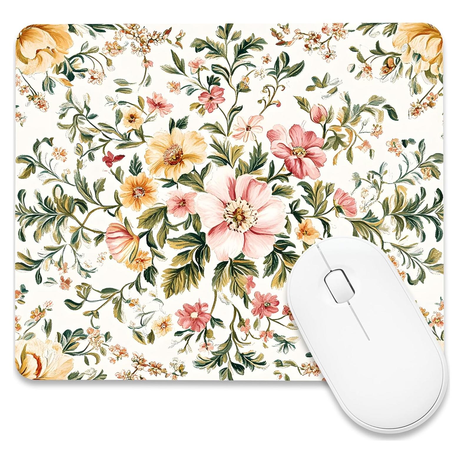 Alfombrilla de Ratón BLYKVGHQ Floral Vintage Antideslizante 24x20cm