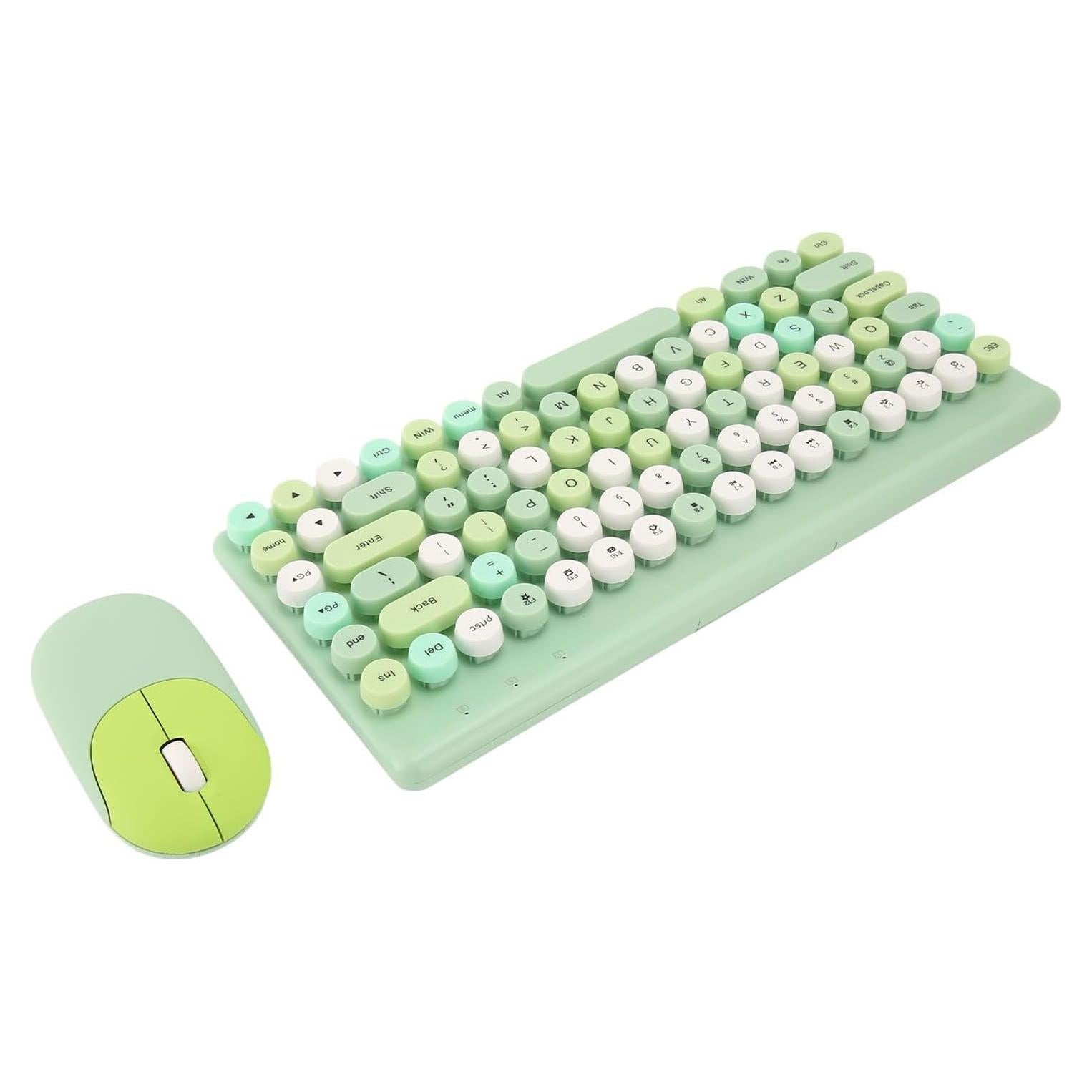 Teclado y Ratón Inalámbrico Retro EBTOOLS 86 Teclas Verde