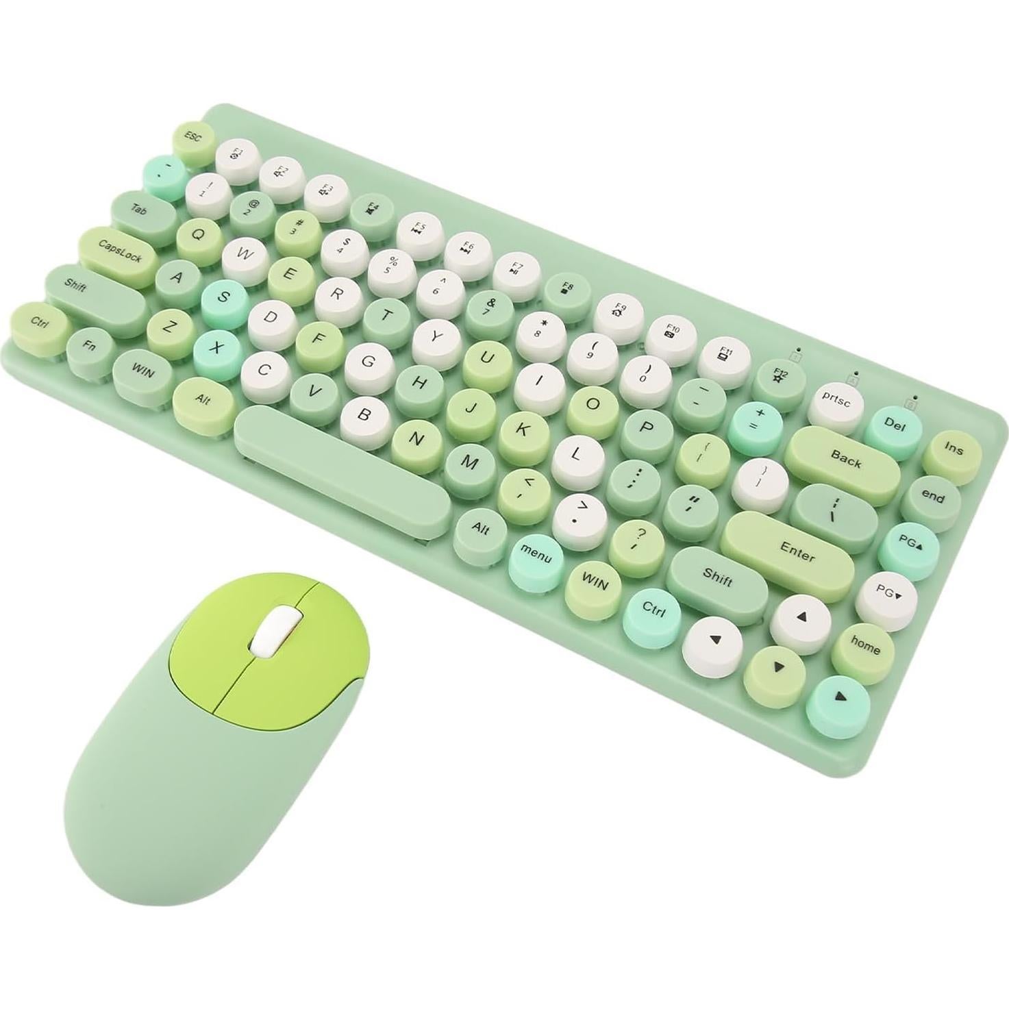 Teclado y Ratón Inalámbrico Retro EBTOOLS 86 Teclas Verde