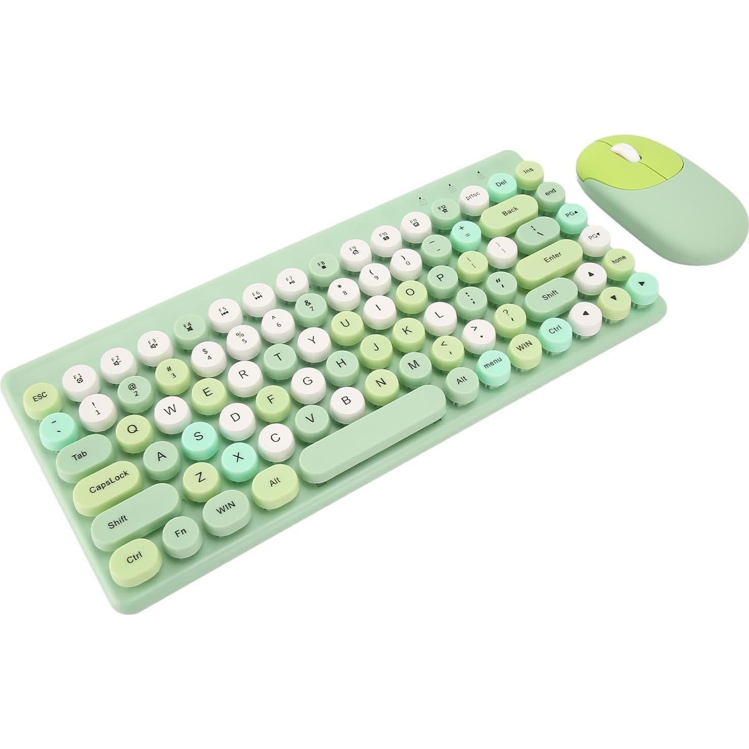 Teclado y Ratón Inalámbrico Retro EBTOOLS 86 Teclas Verde