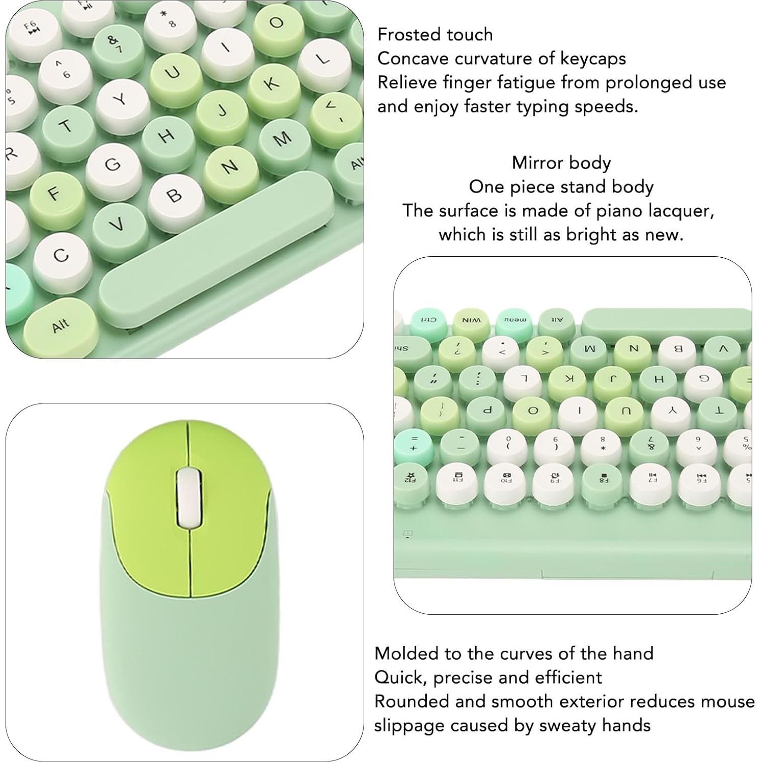 Teclado y Ratón Inalámbrico Retro EBTOOLS 86 Teclas Verde