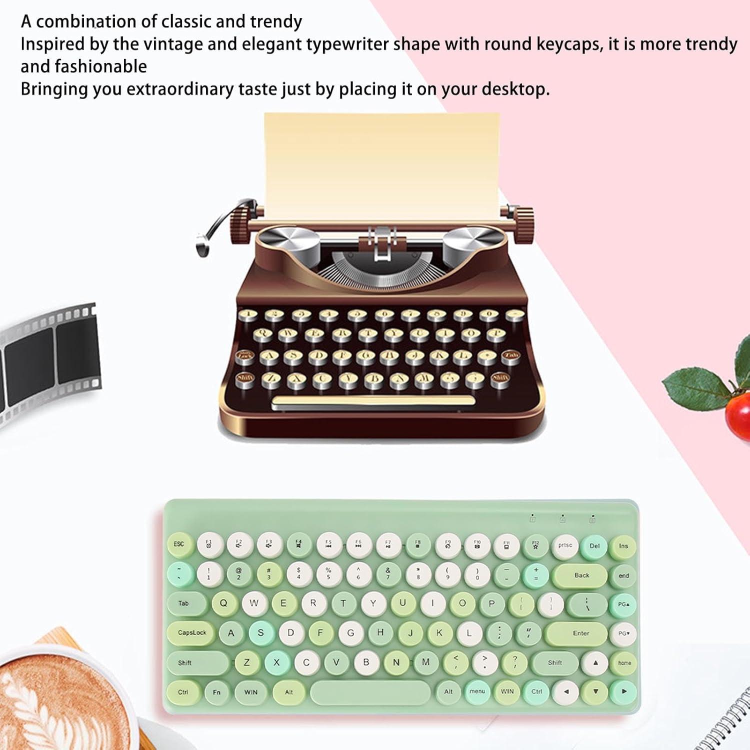 Teclado y Ratón Inalámbrico Retro EBTOOLS 86 Teclas Verde