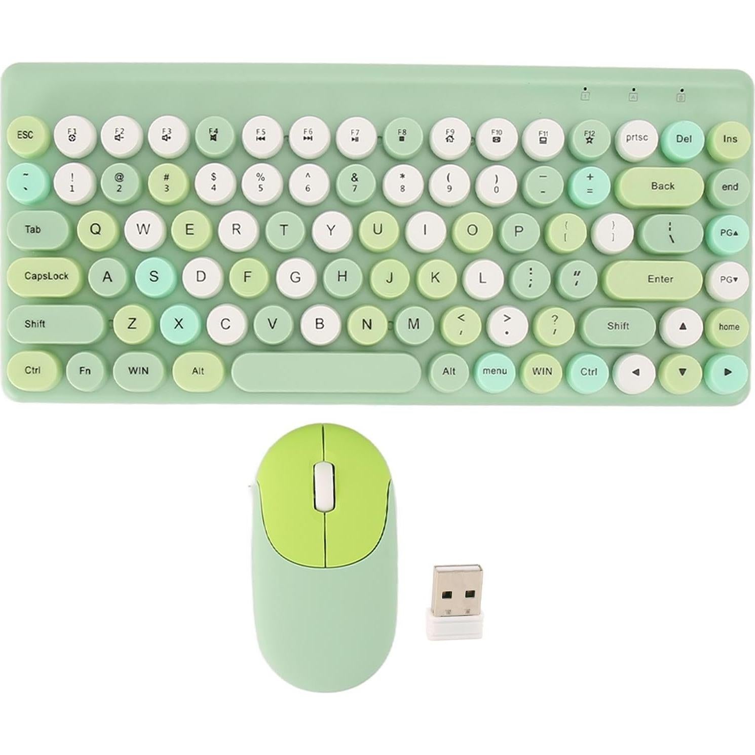 Teclado y Ratón Inalámbrico Retro EBTOOLS 86 Teclas Verde