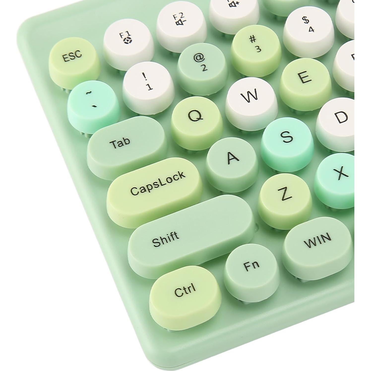 Teclado y Ratón Inalámbrico Retro EBTOOLS 86 Teclas Verde