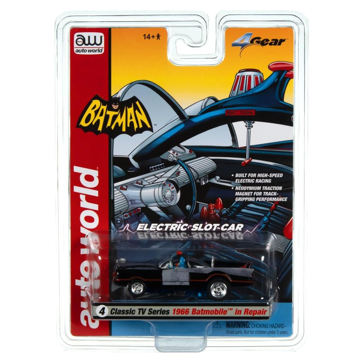 Auto Slot Batmóvil 1966 Round2 1:64 Negro con Parches