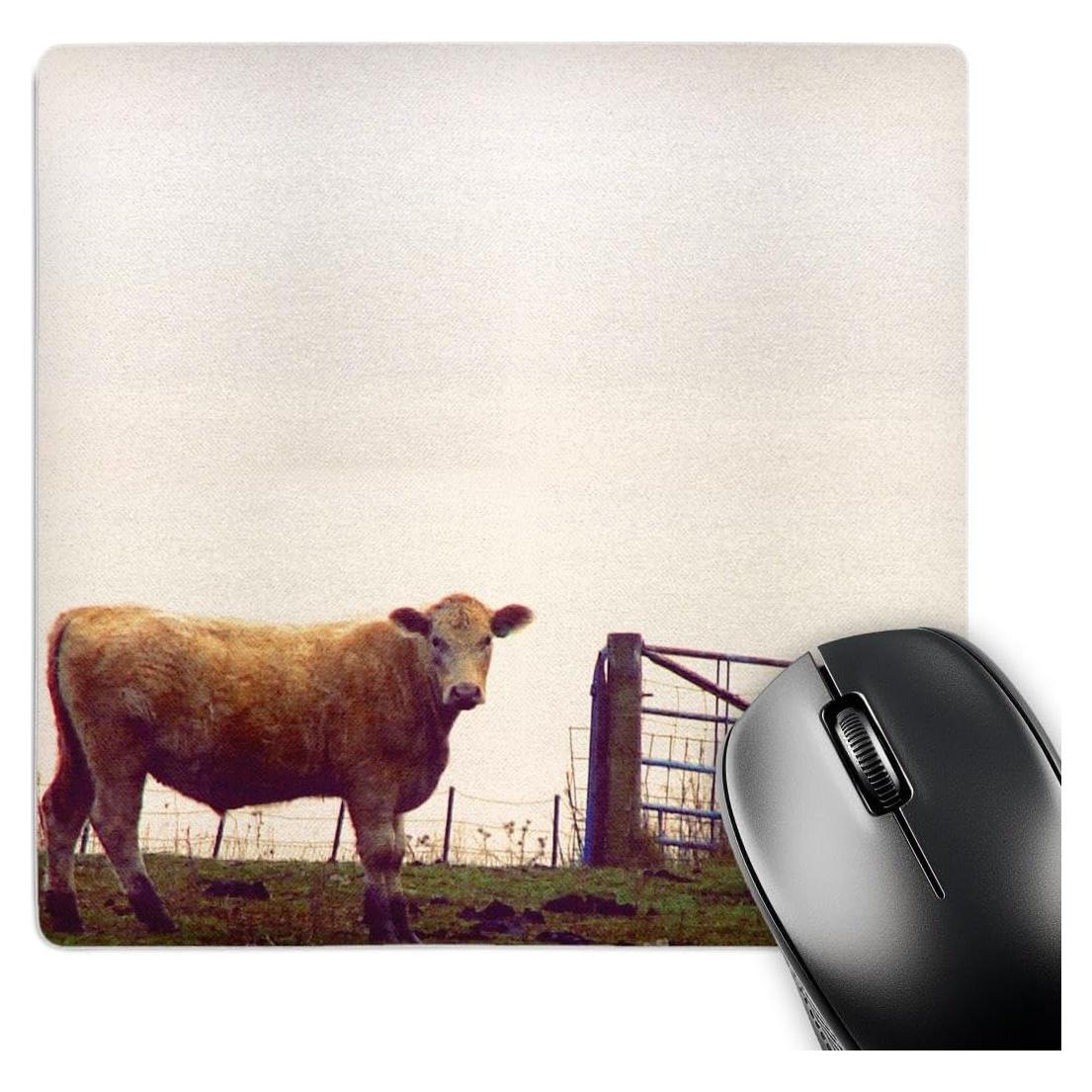 Mouse Pad Cuadrado 3dRose Toro en Pasto 20.32 cm