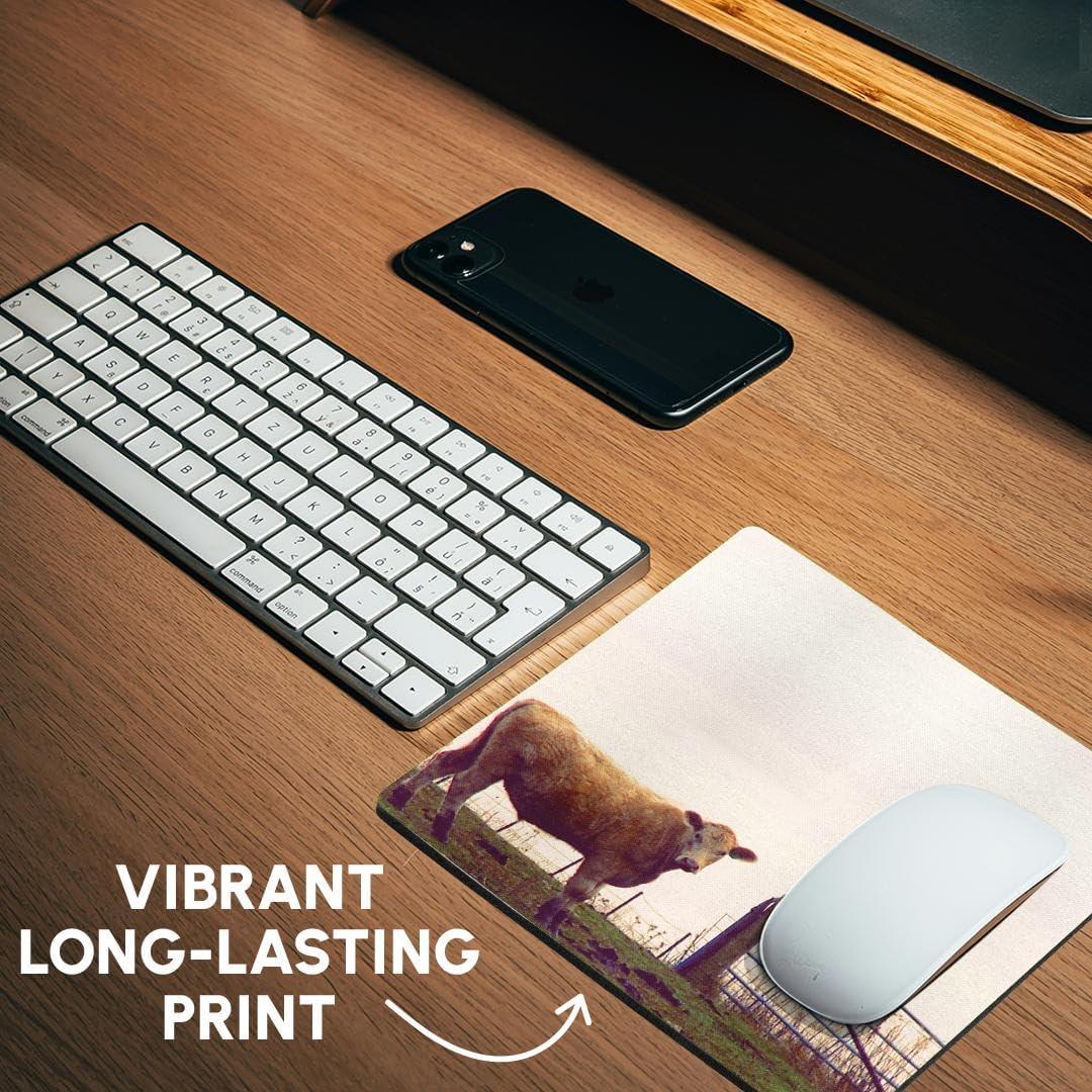 Mouse Pad Cuadrado 3dRose Toro en Pasto 20.32 cm