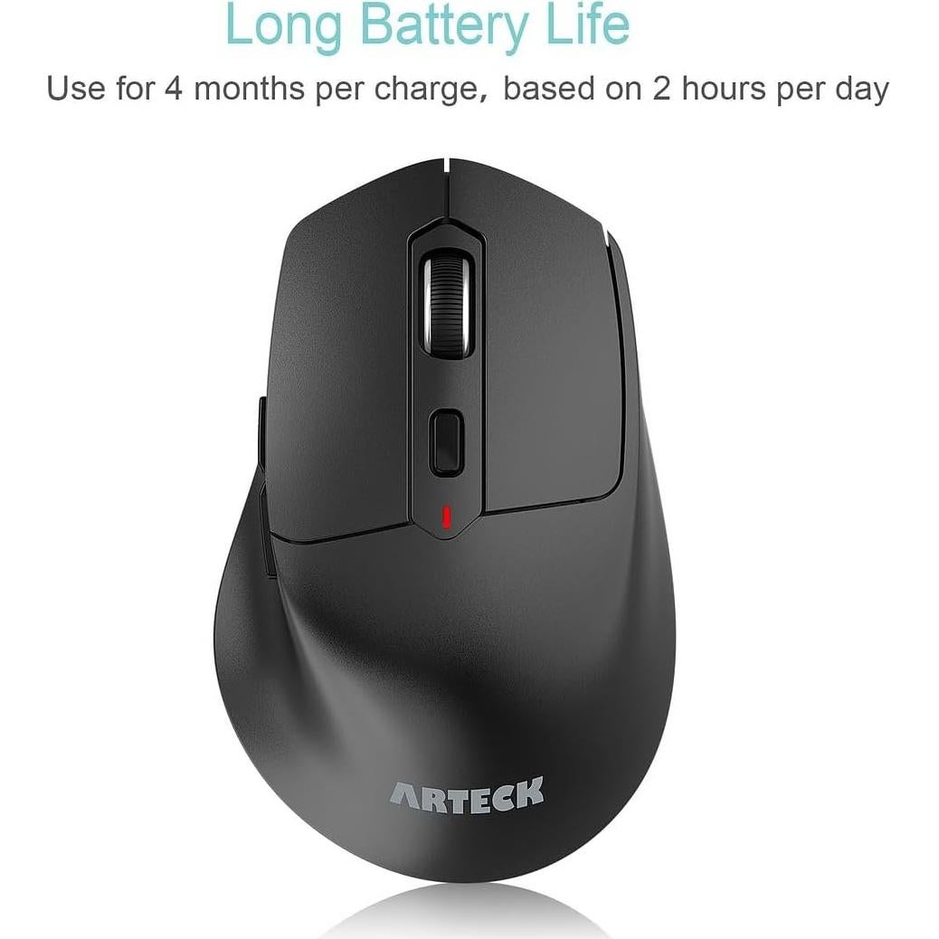 Ratón Inalámbrico Arteck MW360 Ergonómico con Clic Silencioso