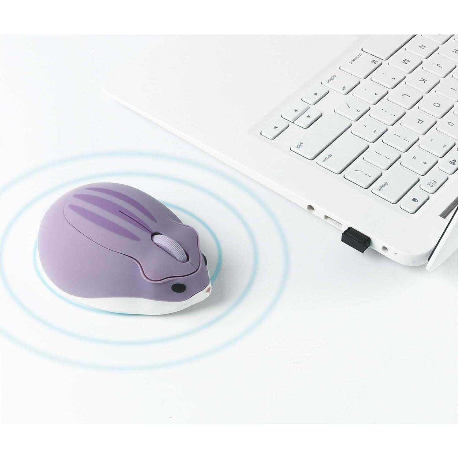 Ratón Inalámbrico Elec Espacio Forma de Hámster 60g Púrpura