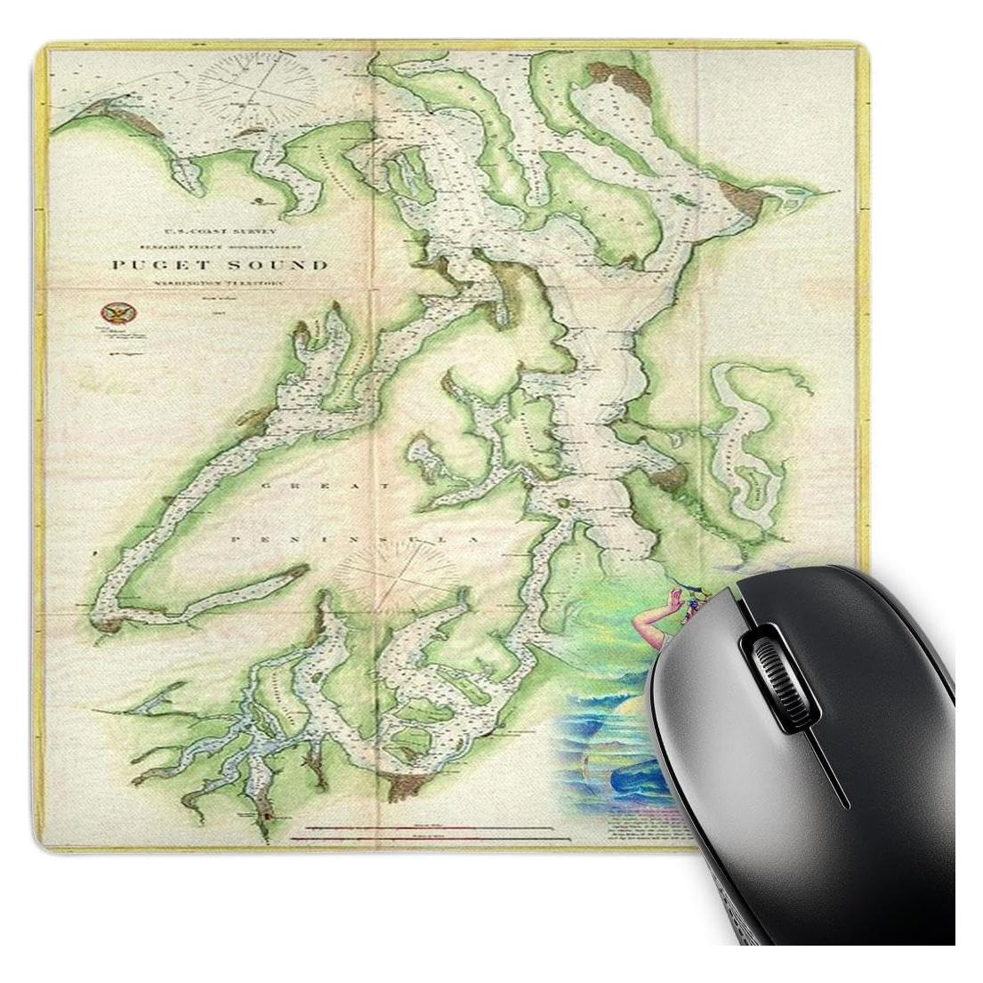 Alfombrilla de Ratón 3dRose Mapa Náutico Vintage 20.32 cm