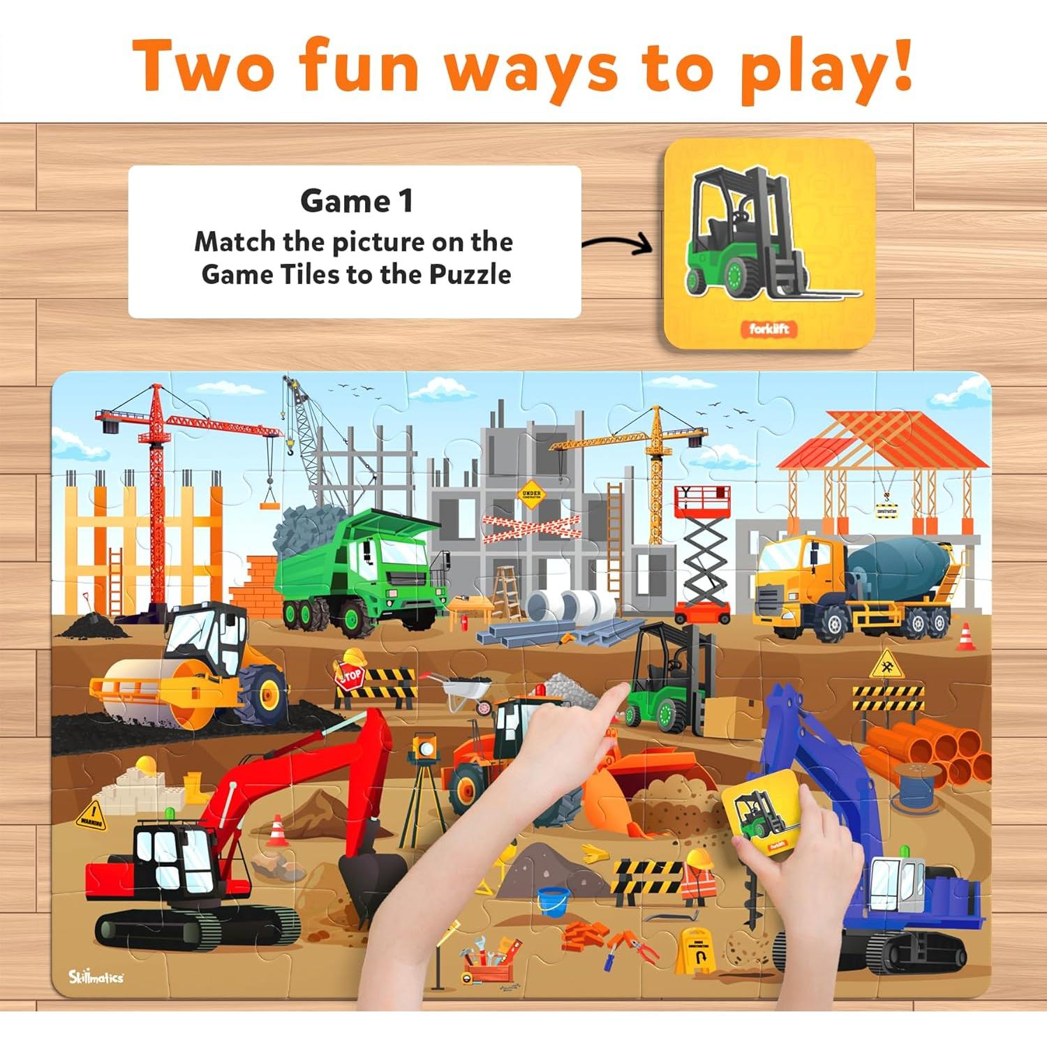 Puzzle de Suelo Skillmatics Sitio de Construcción 48 Piezas