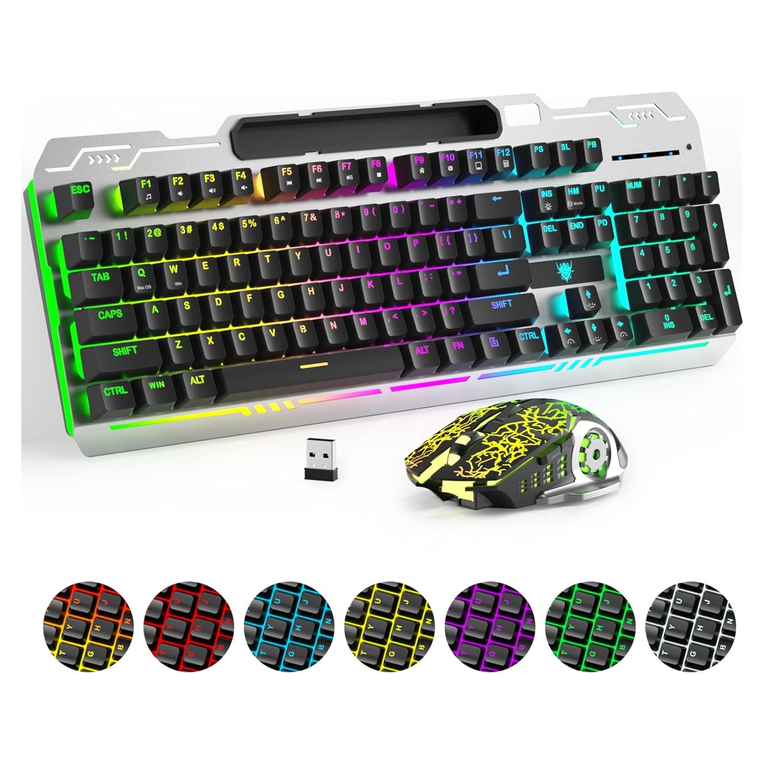 Combo Teclado y Ratón Inalámbricos XISOGUU 853B RGB 2000mAh