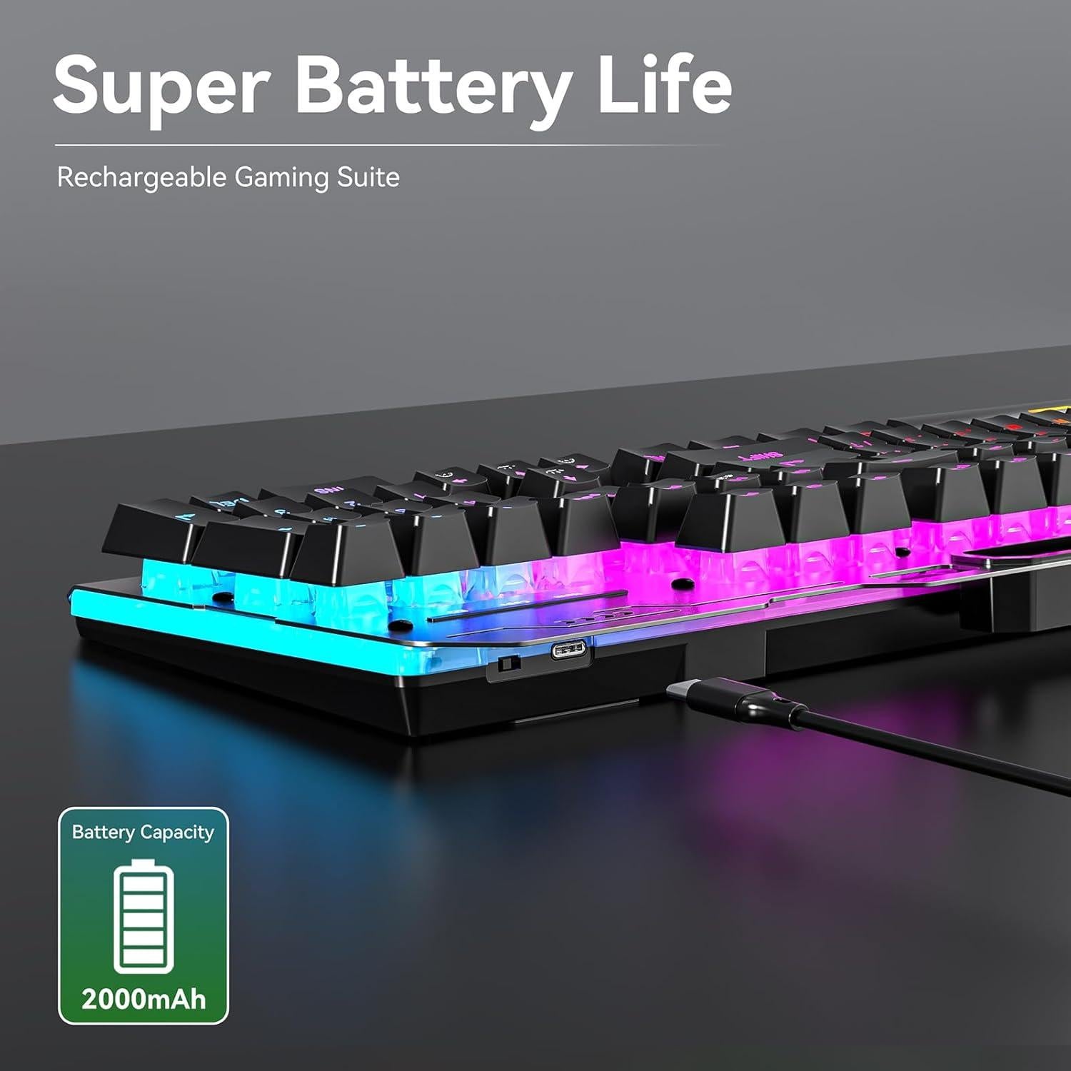 Combo Teclado y Ratón Inalámbricos XISOGUU 853B RGB 2000mAh