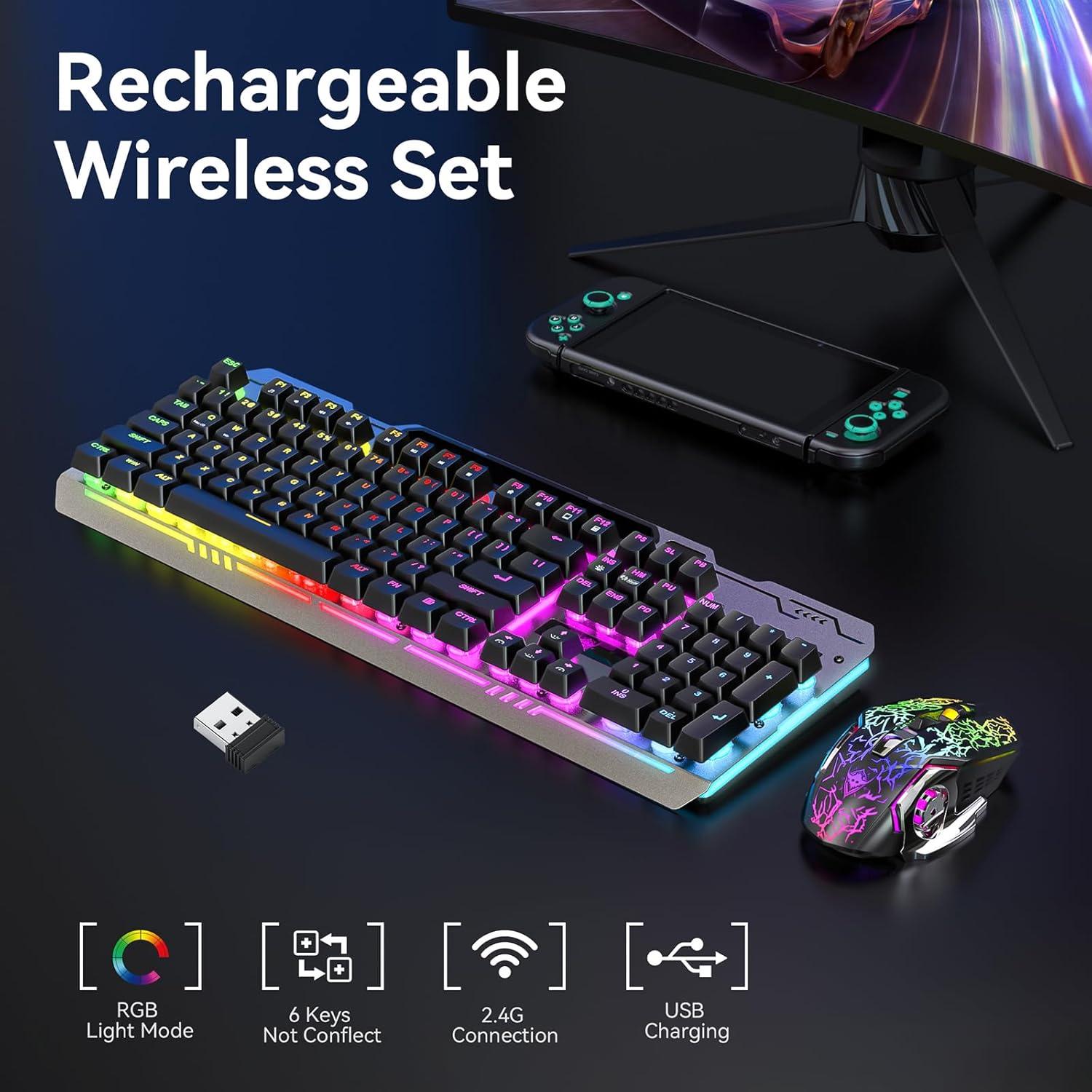 Combo Teclado y Ratón Inalámbricos XISOGUU 853B RGB 2000mAh