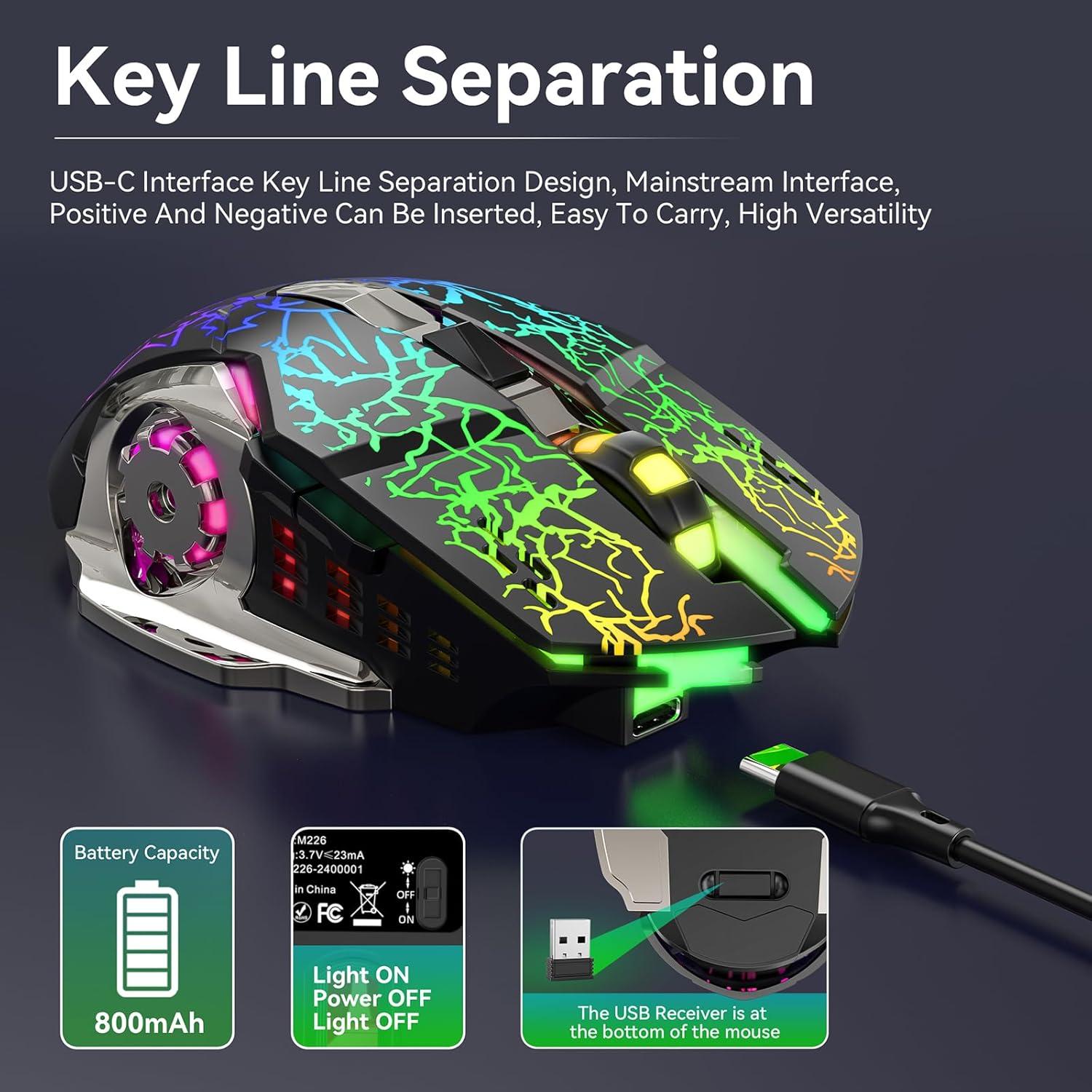 Combo Teclado y Ratón Inalámbricos XISOGUU 853B RGB 2000mAh